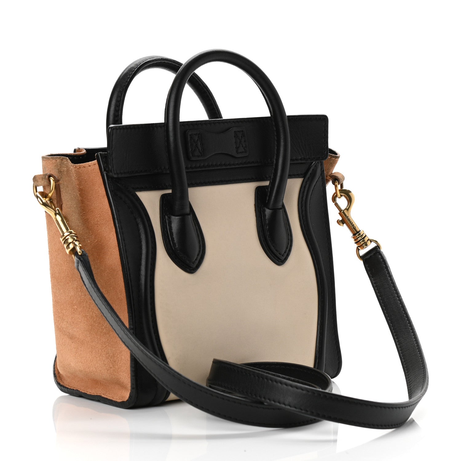 Celine Satin Calfskin Suede Nano Tri-Color Luggage Seashell 3 of 10