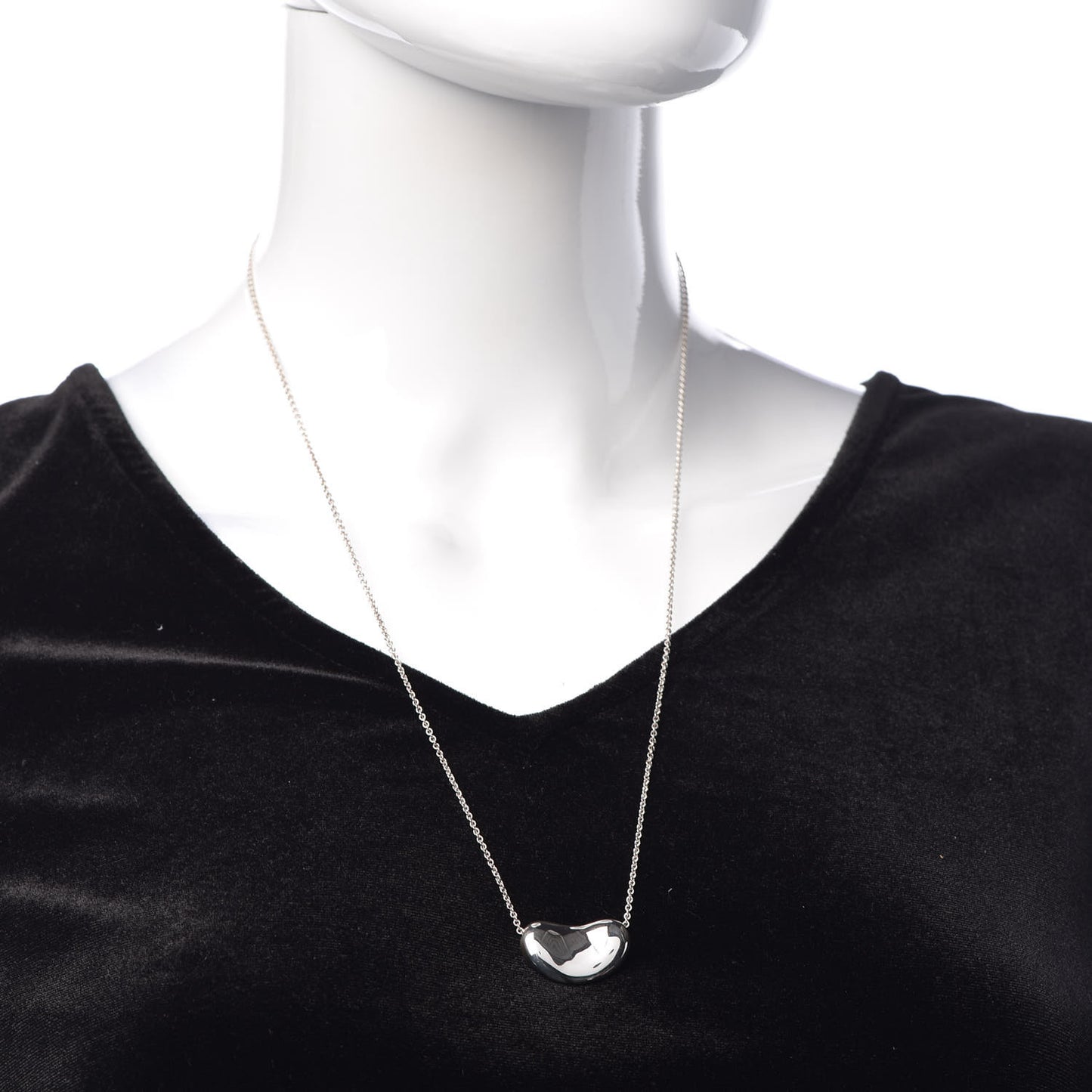 Sterling Silver 25mm Elsa Peretti Bean Pendant Necklace