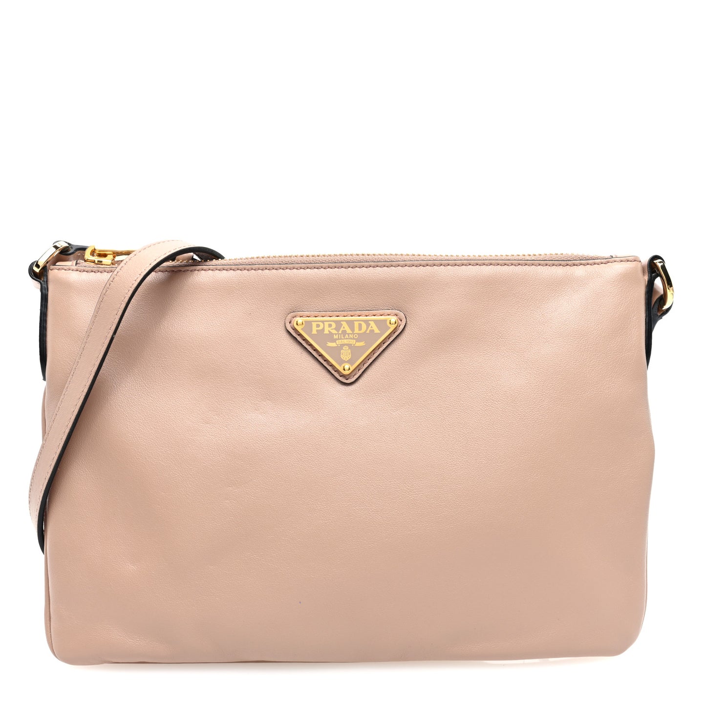 Light Calfskin Triangle Crossbody Cipria