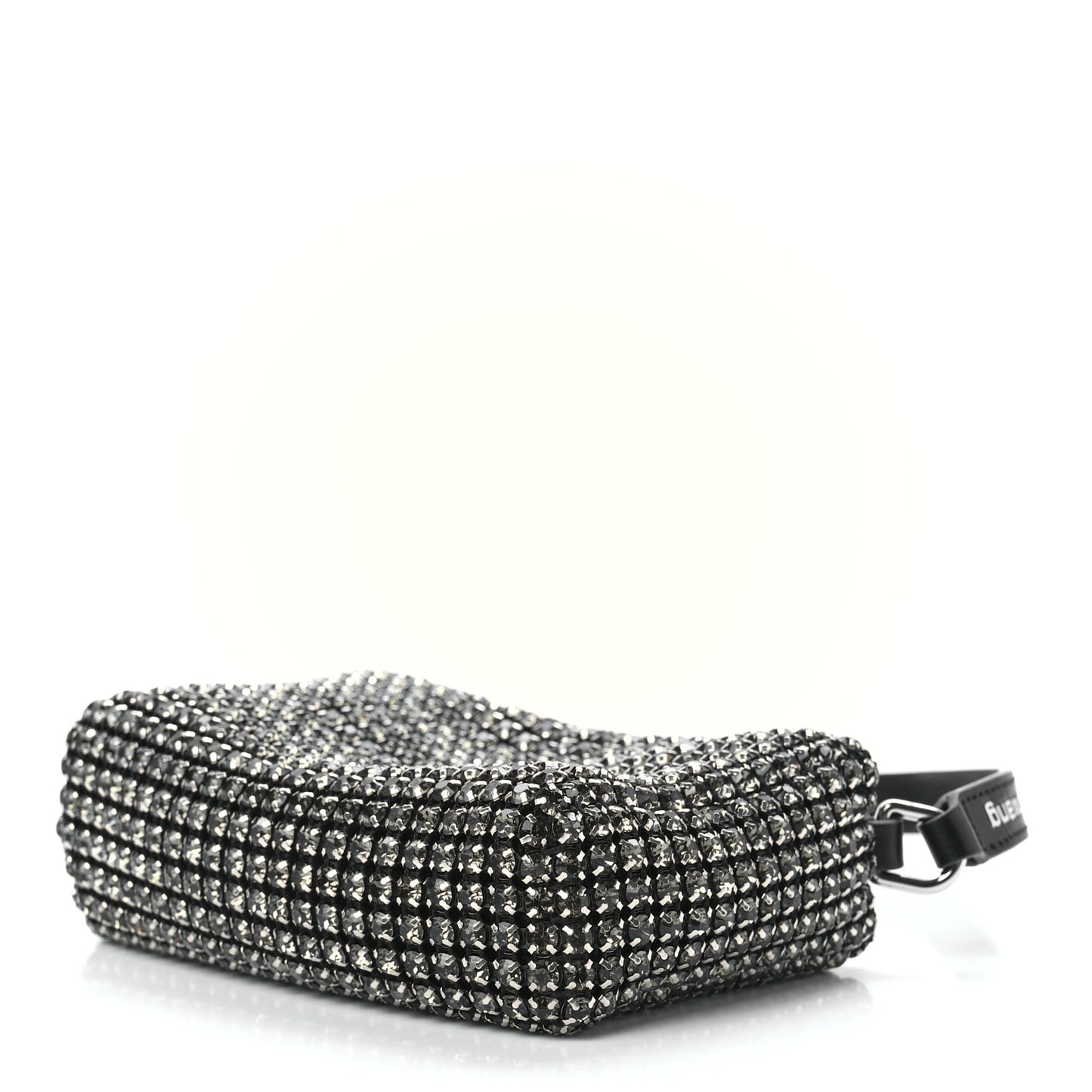 Mesh Crystal Rhinestone Mini Heiress Pouch Black Silver