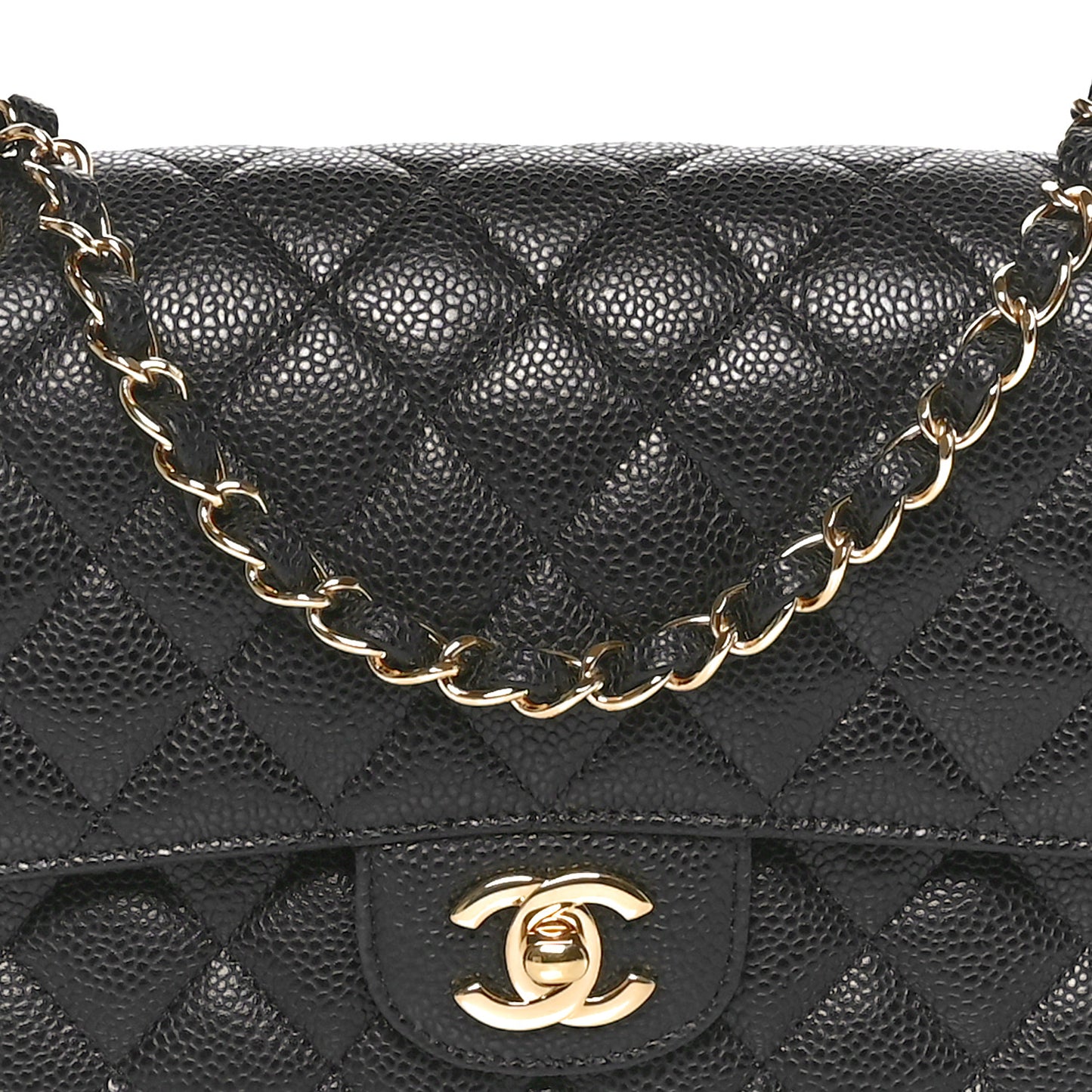 Caviar Quilted Medium Double Flap Black