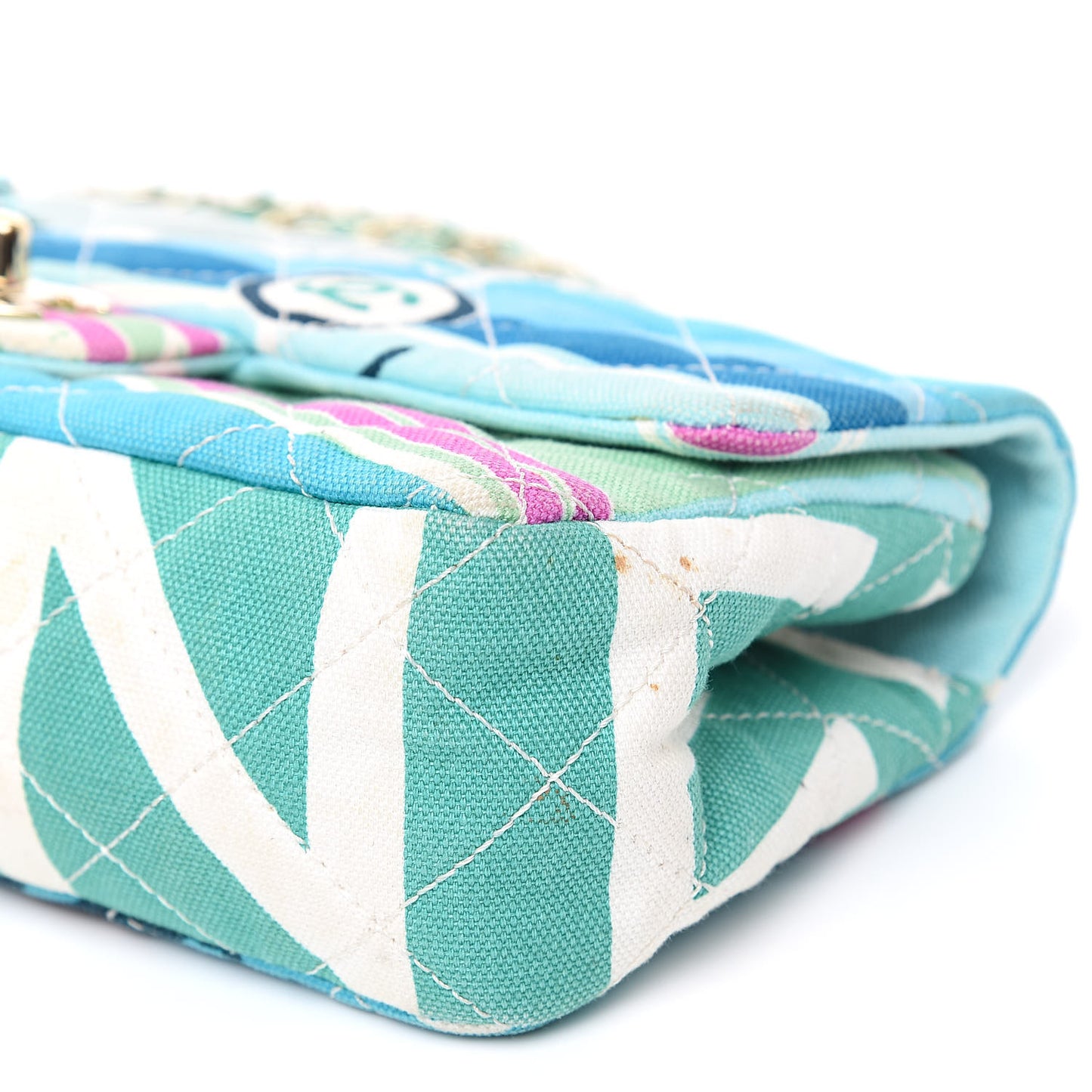 Canvas Small Printed Eiffel Tower Flap Bag Blue