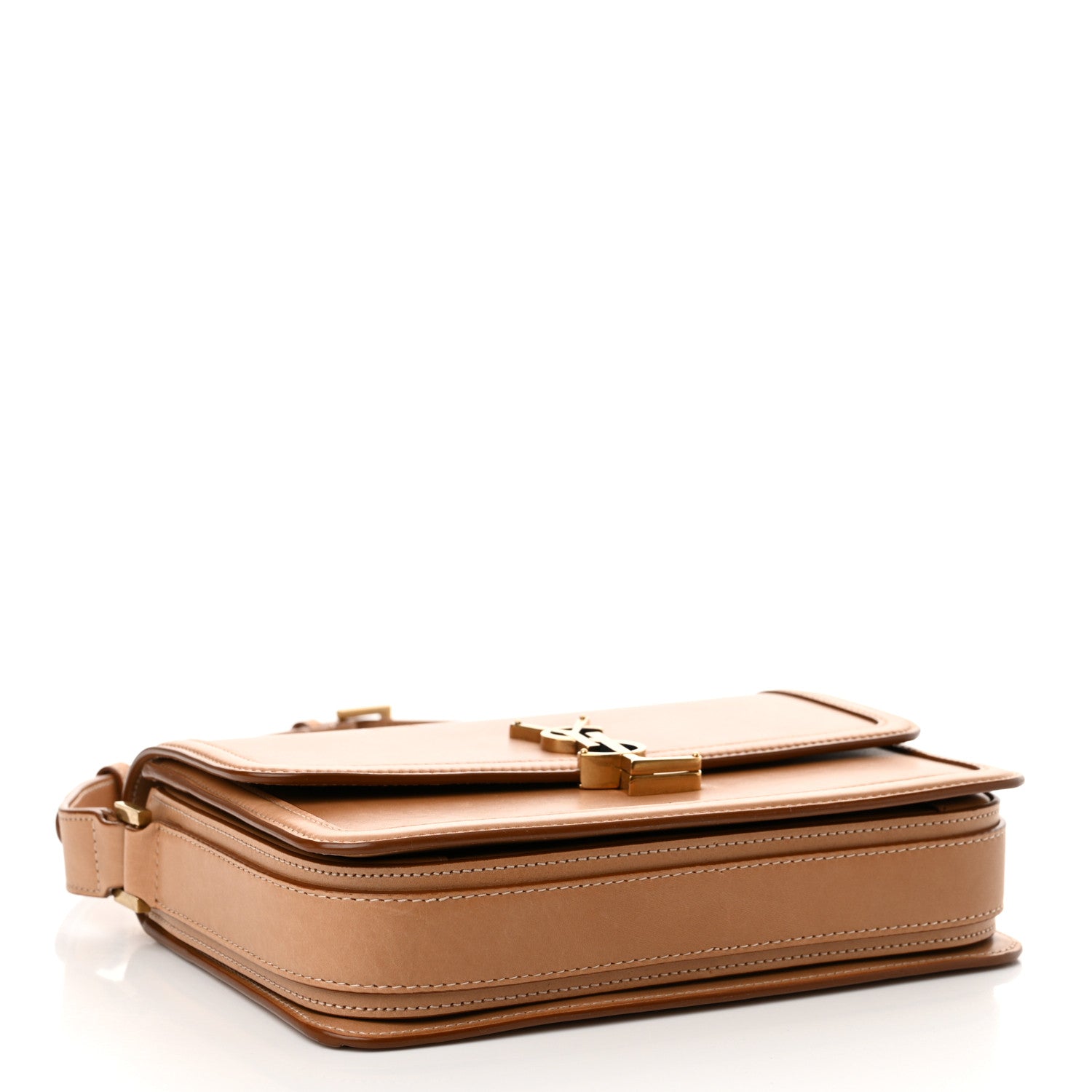 Saint Laurent Box Calfskin Monogram Medium Solferino Satchel Natural Tan 4 of 15