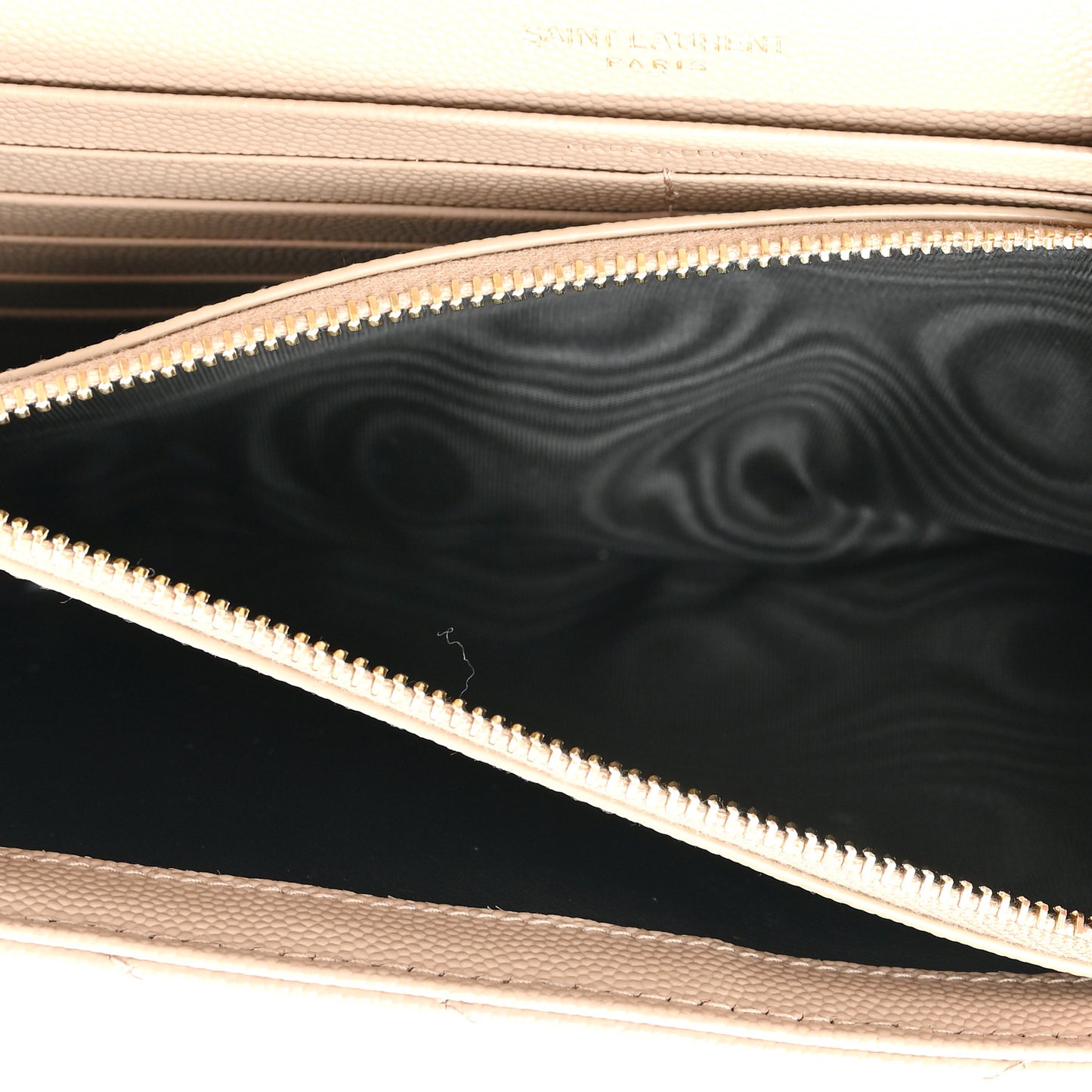 Grain De Poudre Matelasse Chevron Monogram Chain Wallet Dark Beige