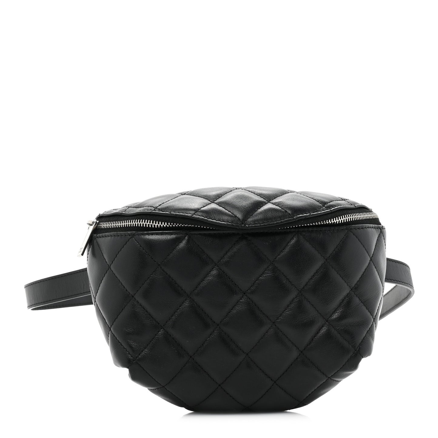 Lambskin Quilted Waist Belt Bag Black