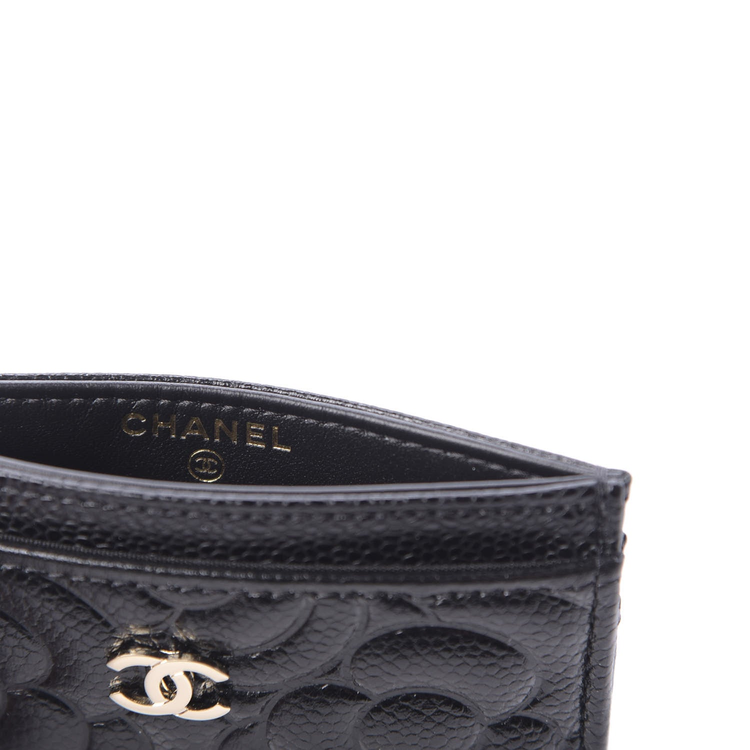 Chanel Caviar Camellia Embossed Card Holder Black 8 of 11
