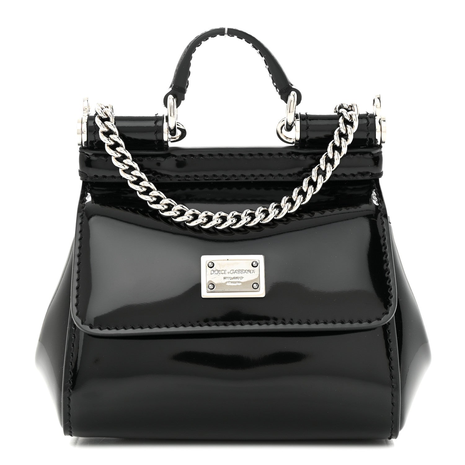 Dolce & Gabbana Vitello Lucido Micro Miss Sicily Satchel Black 1 of 9