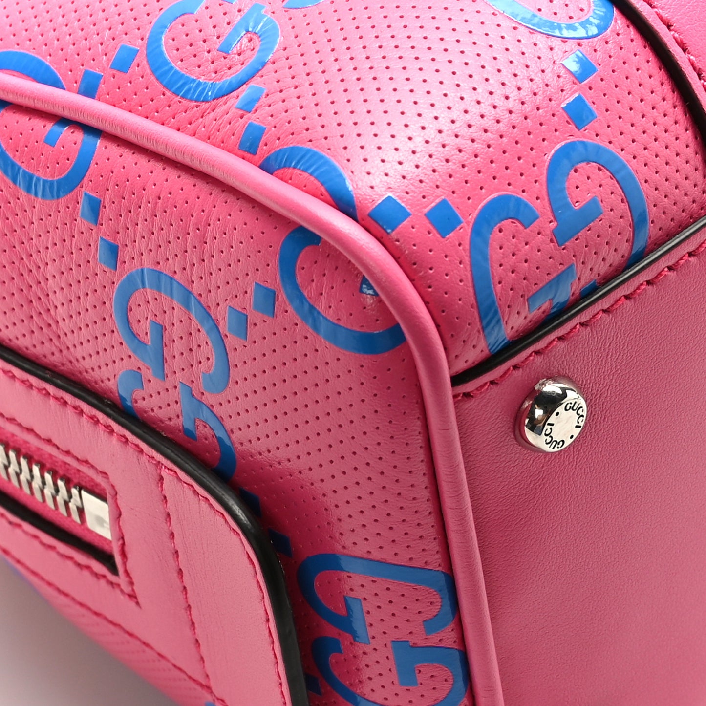 Calfskin GG Tennis Bi-Color Embossed Mini Duffle Bag Modern Fucsia Modern Blue
