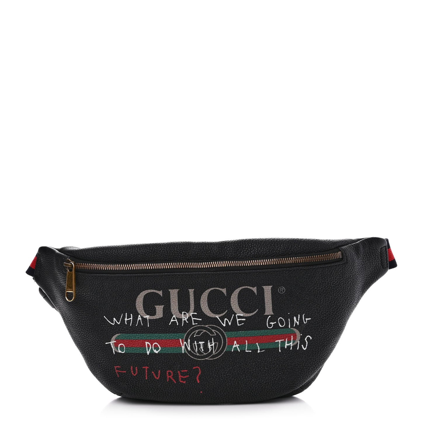 Grained Calfskin Coco Capitan Logo Belt Bag Black