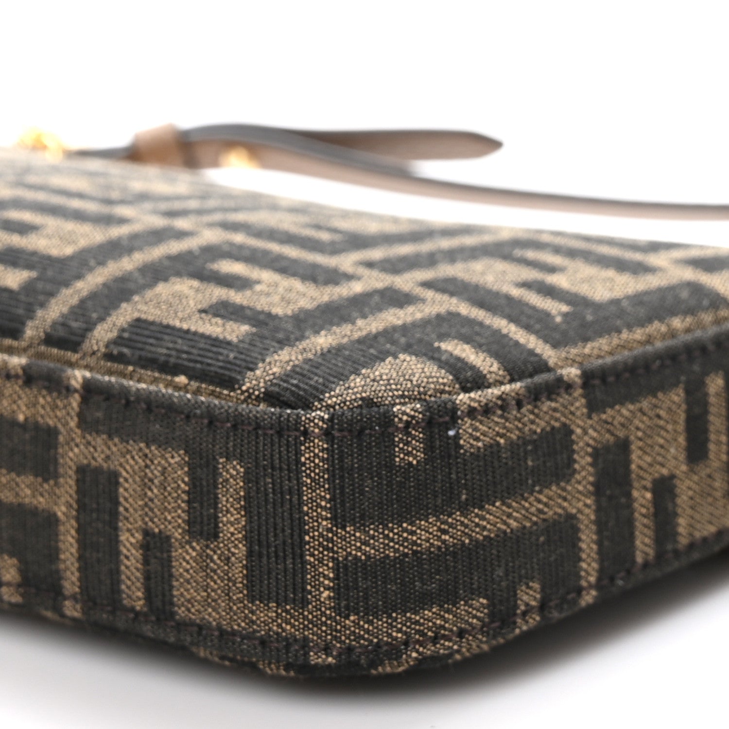 Fendi Fabric Jacquard Vitello Grace FF 1974 Baguette Pouch Tobacco Moro Sand 8 of 8