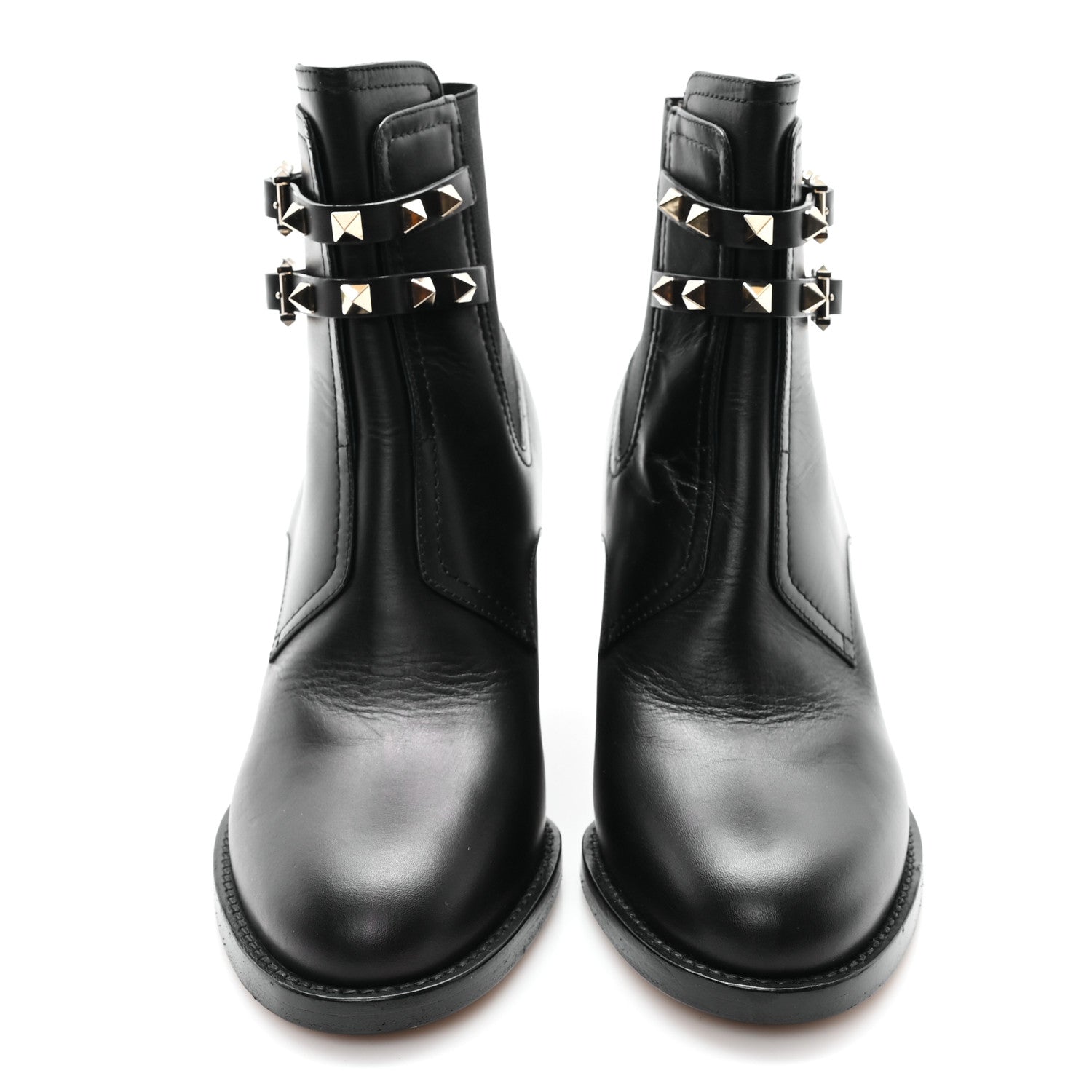 Valentino Garavani Calfskin Rockstud Double Buckle Beatle Chelsea 70mm Ankle Boots 40 Black 3 of 9