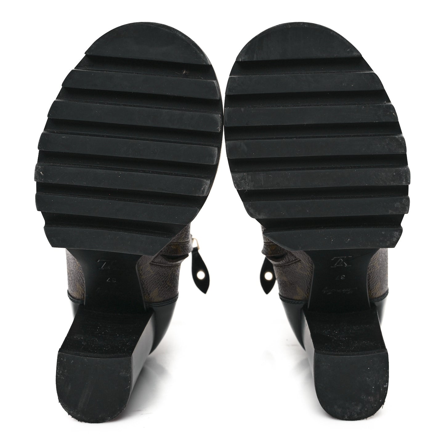 Patent Calfskin Monogram Star Trail Ankle Boots 37 Black