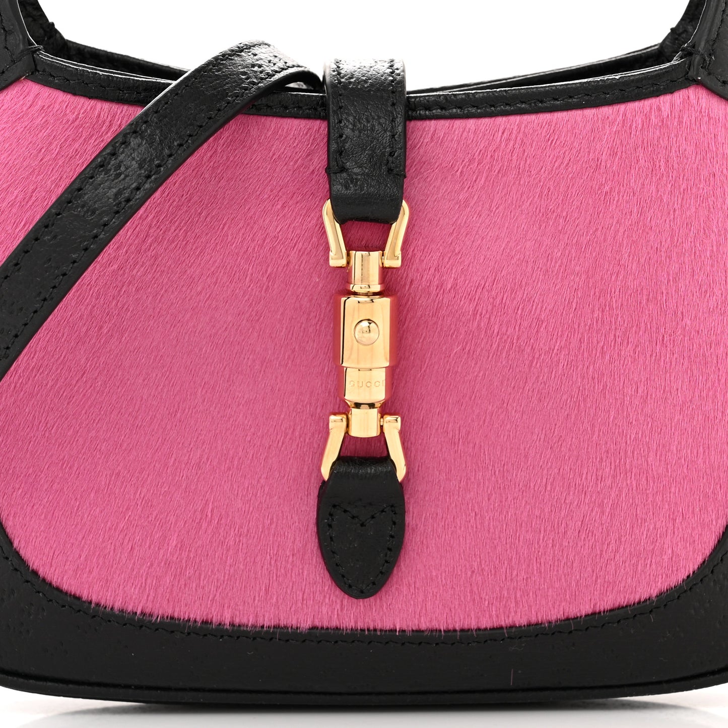 Calf Hair Textured Dollar Calfskin Mini Jackie 1961 Hobo Pink Black
