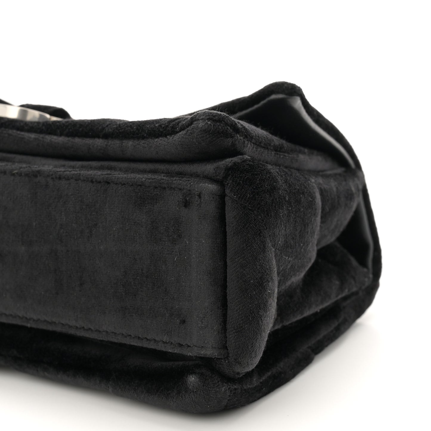 Velvet Quilted Small Crush Chain Bag Black