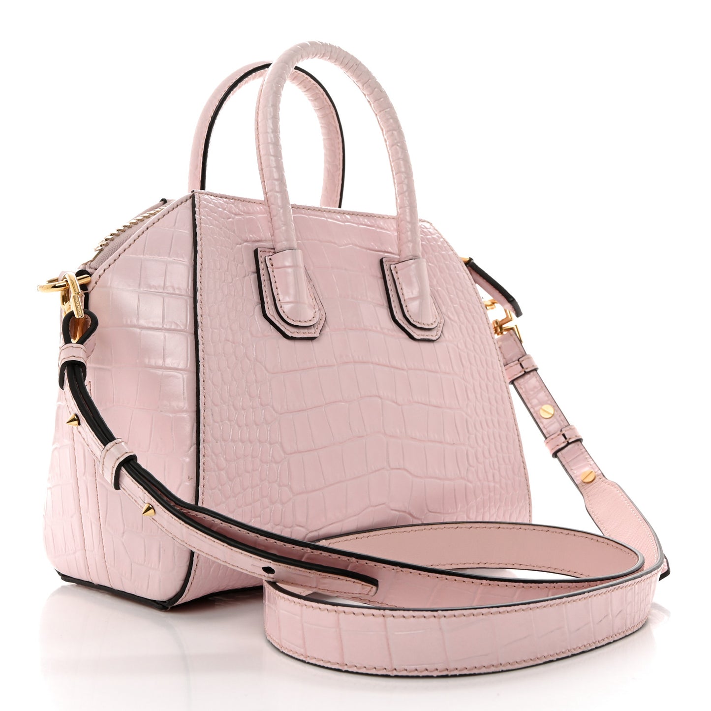 Calfskin Crocodile Embossed Mini Antigona Pink