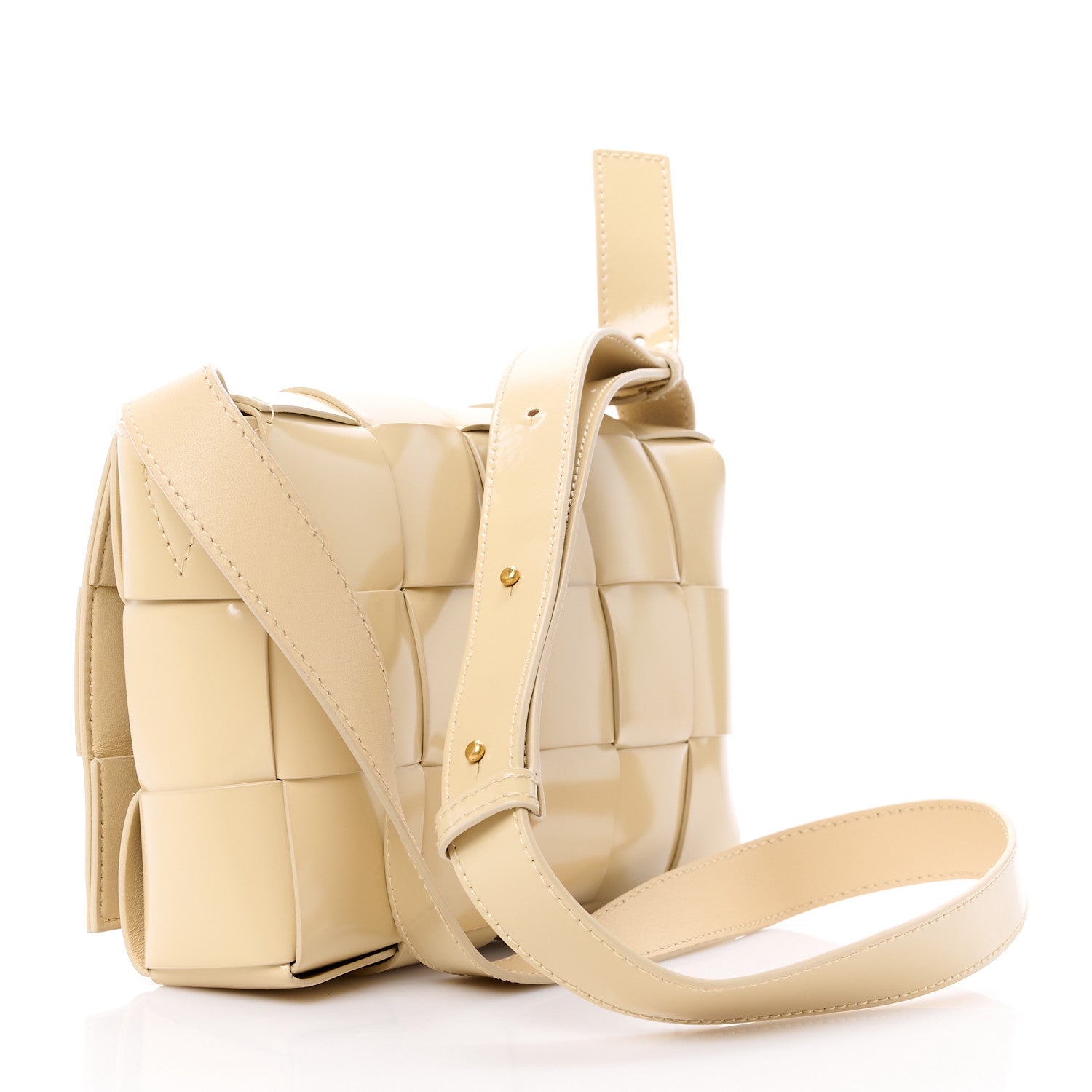 Bottega Veneta Patent Maxi Intrecciato Cassette Crossbody Bag Beige 3 of 15