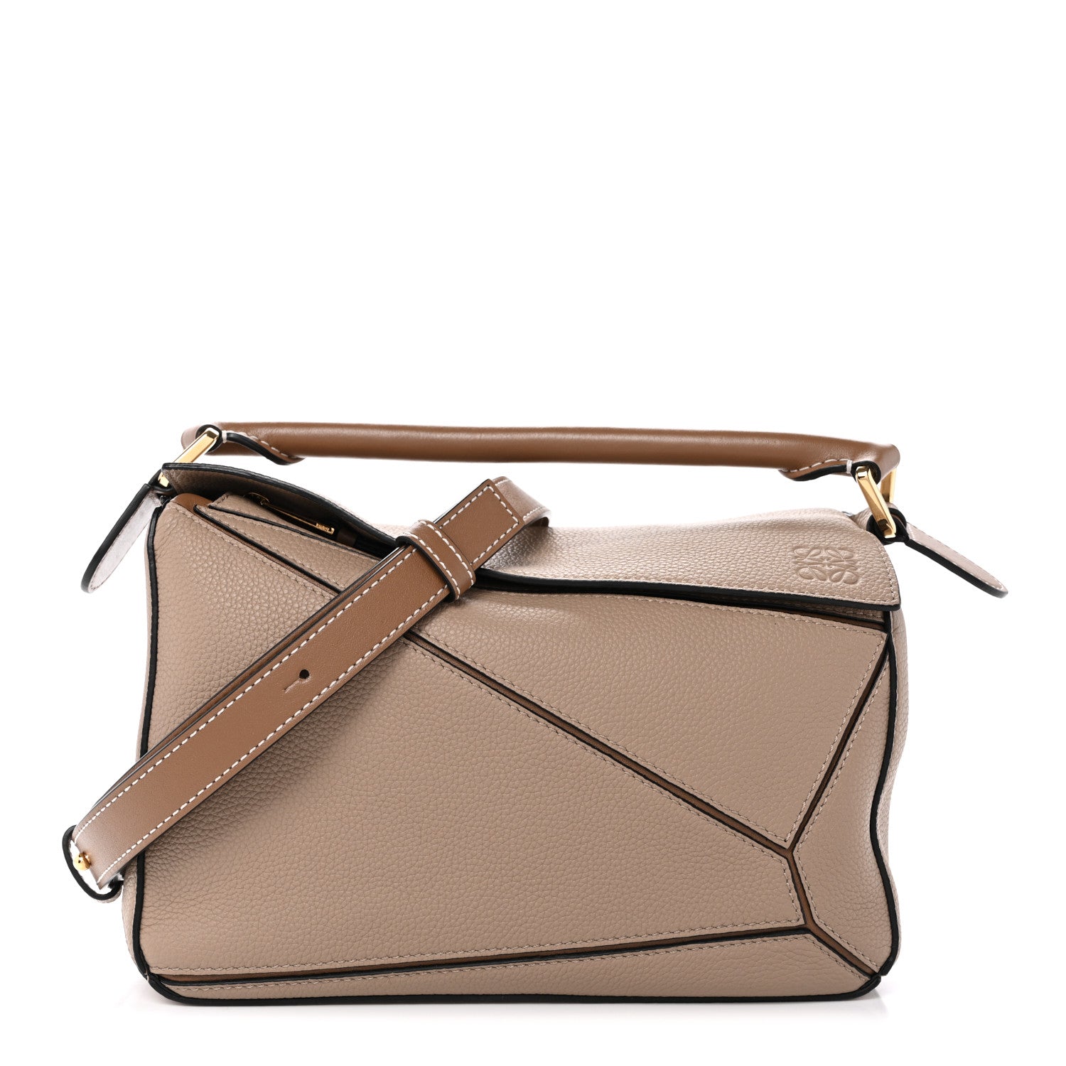 Loewe Grained Calfskin Small Puzzle Bag Sand Mink 1905115