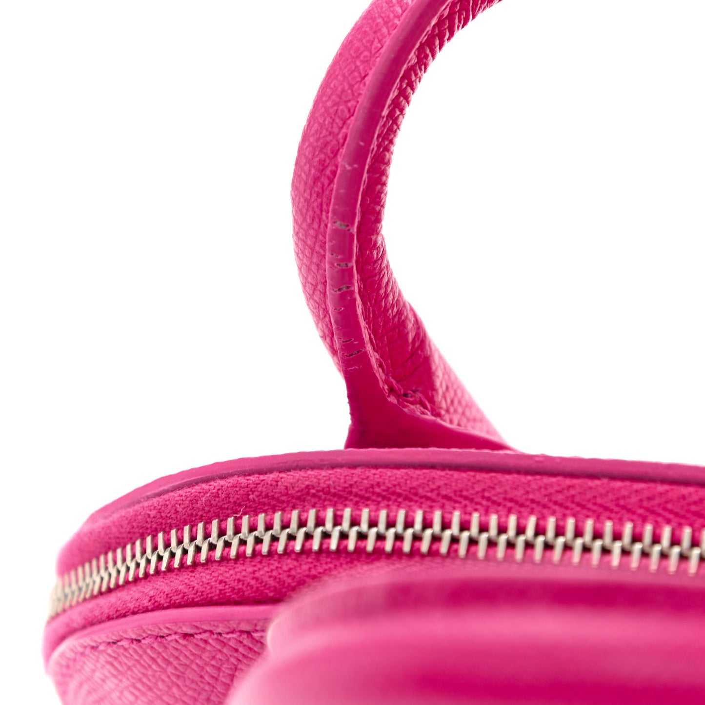 Signature Grained Calfskin Logo XXS Ville Top Handle Bag Fuchsia