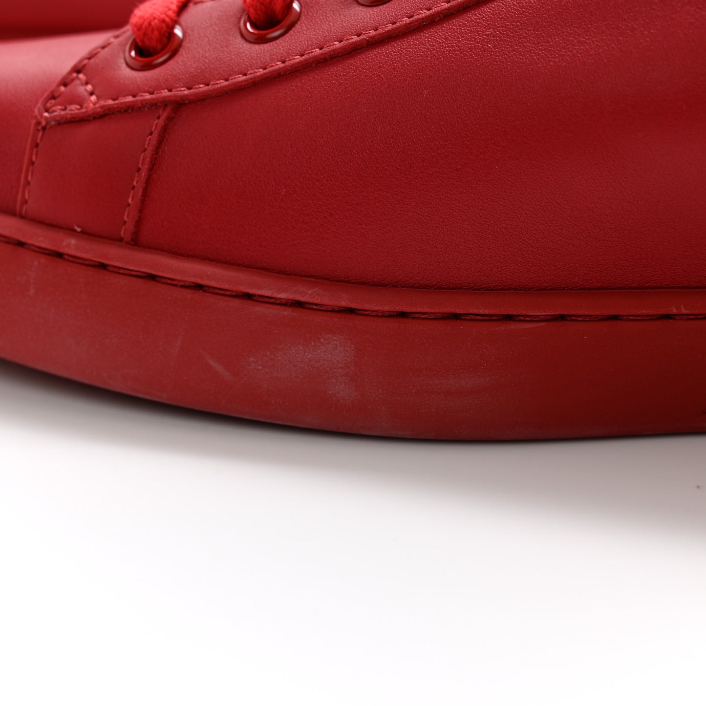 Calfskin Miro Soft Interlocking G Perforated Mens Ace Sneakers 10 Hibiscus Red Red Vintage