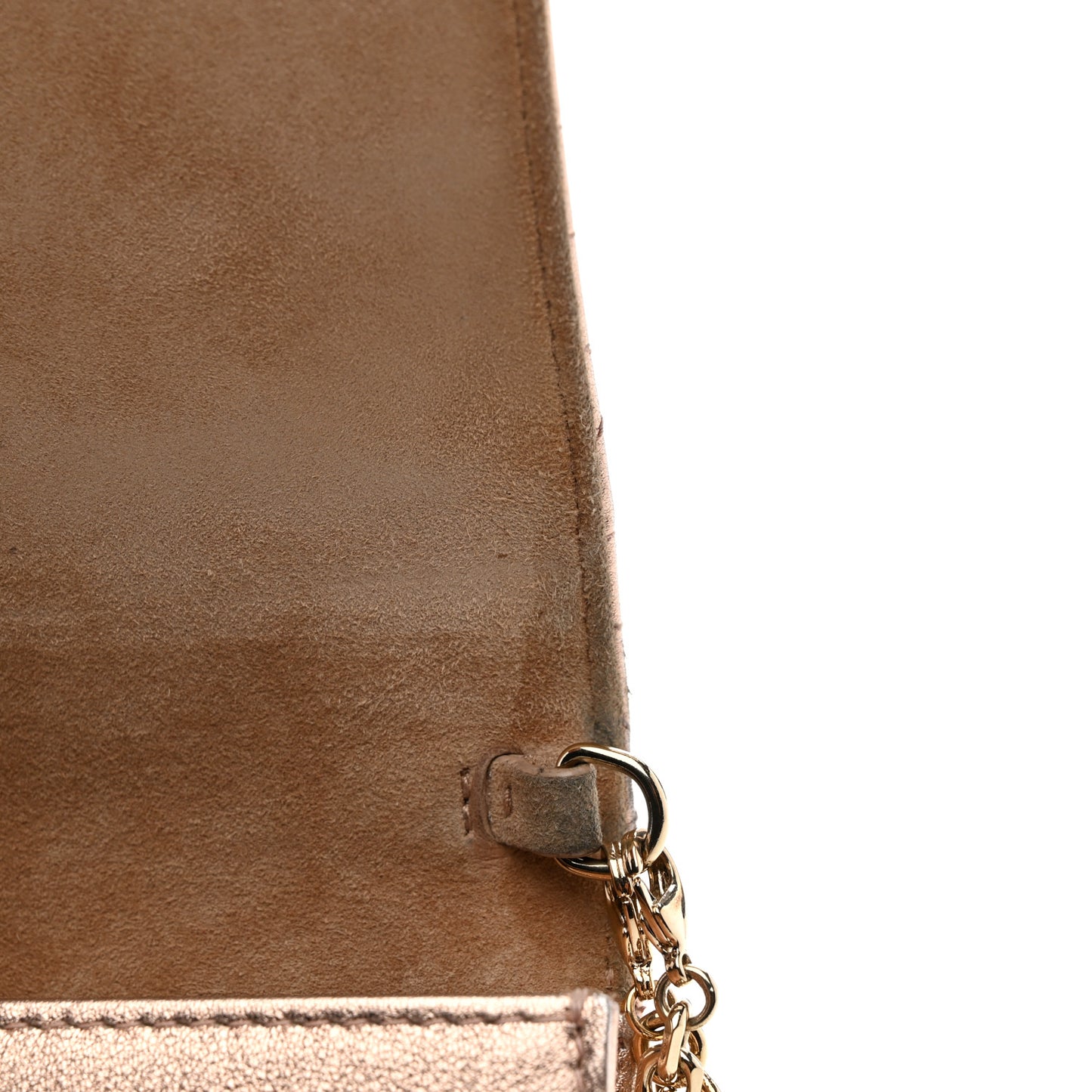 Metallic Lambskin Cannage Lady Dior Pouch Rose Gold