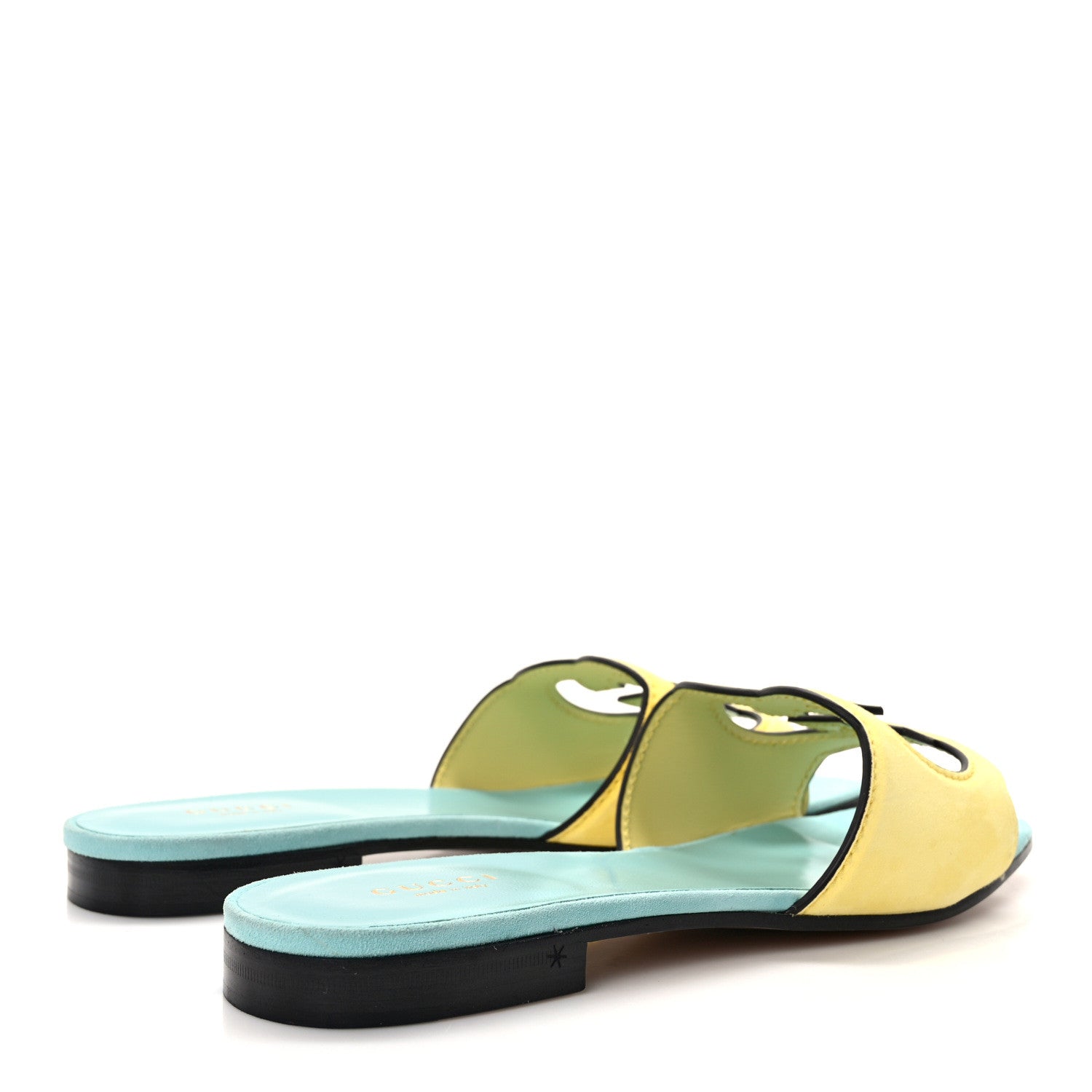 Gucci Kid Scamosciato Interlocking G Cut Out Slide Sandals 38 Banana 4 of 8