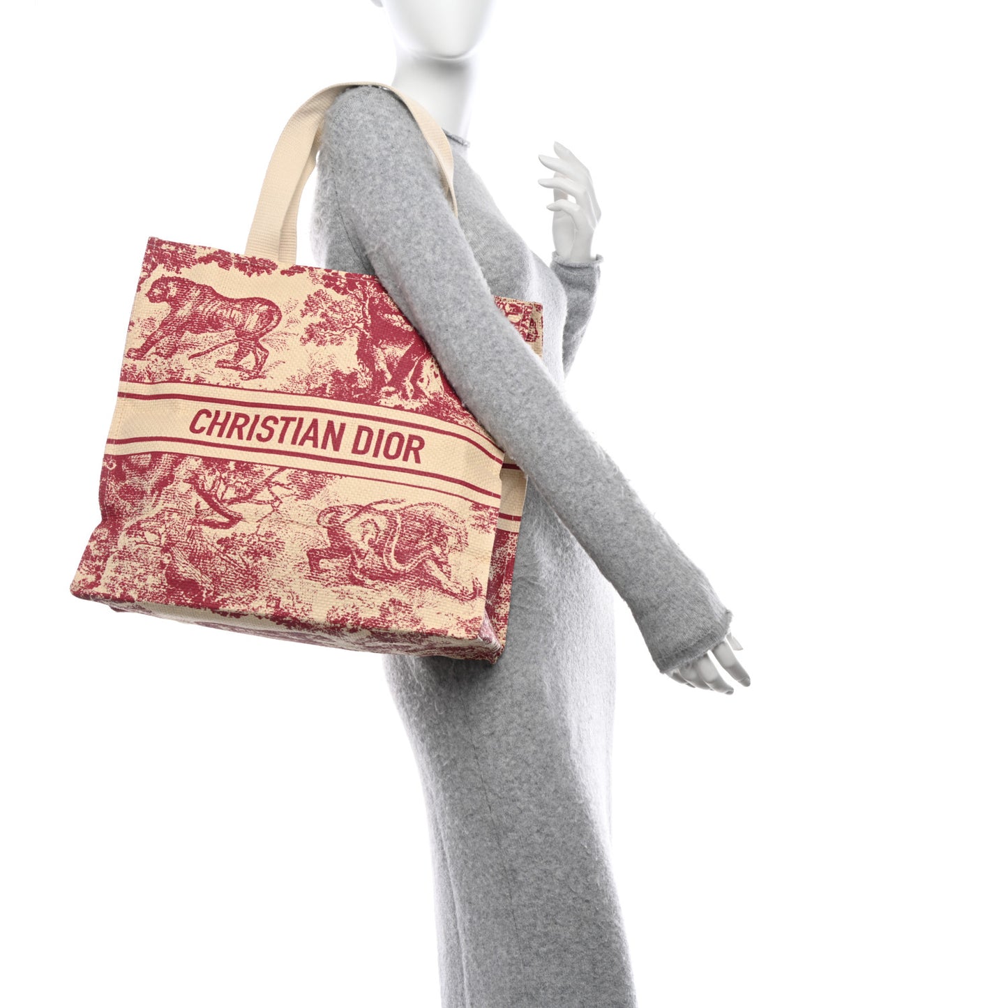 CHRISTIAN DIOR Straw Dioriviera Tote Red
