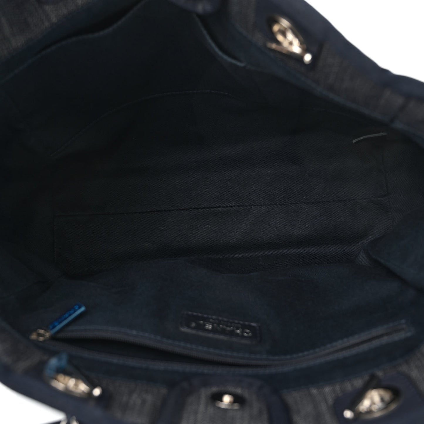 Denim Small Deauville Tote Dark Blue White