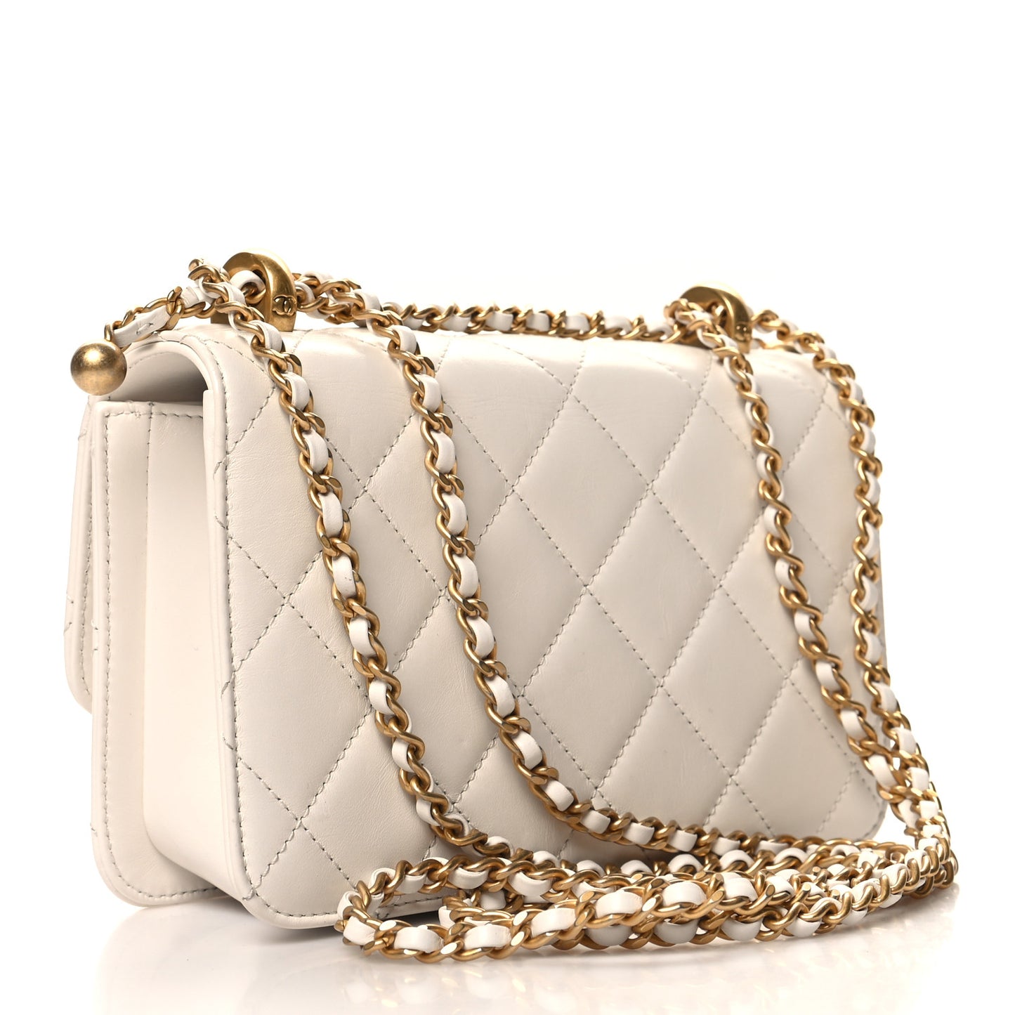 Calfskin Quilted Mini Perfect Fit Flap White