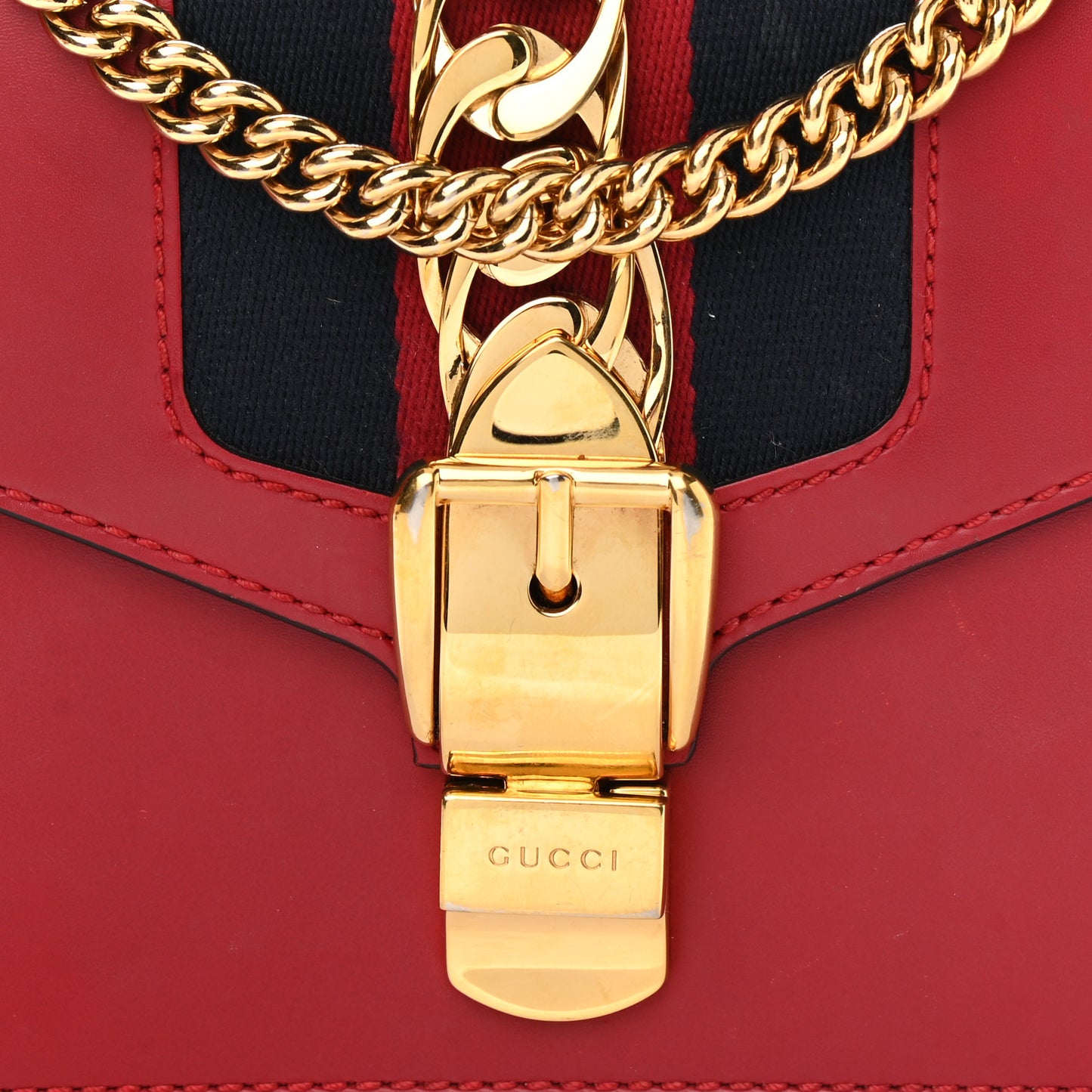 Calfskin Mini Sylvie Chain Shoulder Bag Hibiscus Red