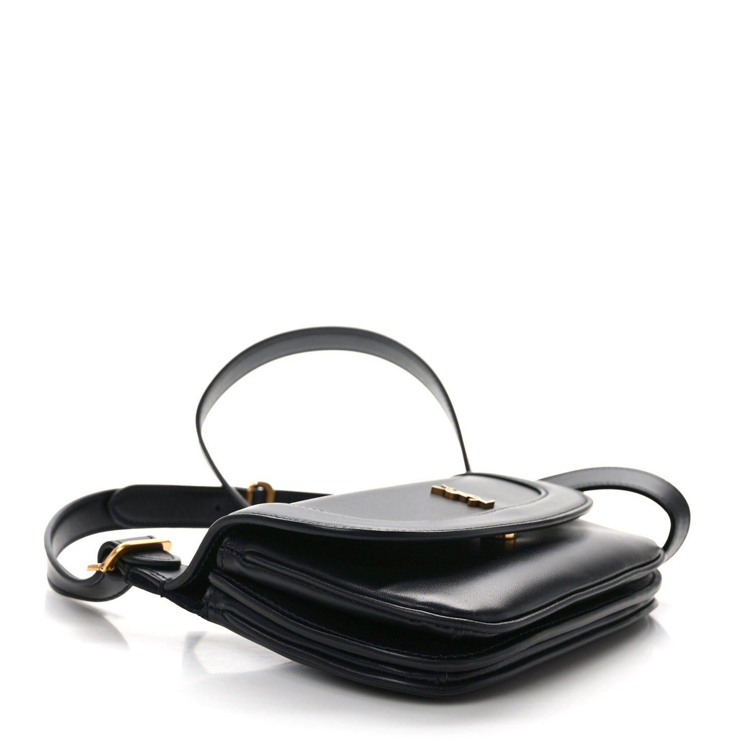 Smooth Calfskin Small Charlie Shoulder Bag Black