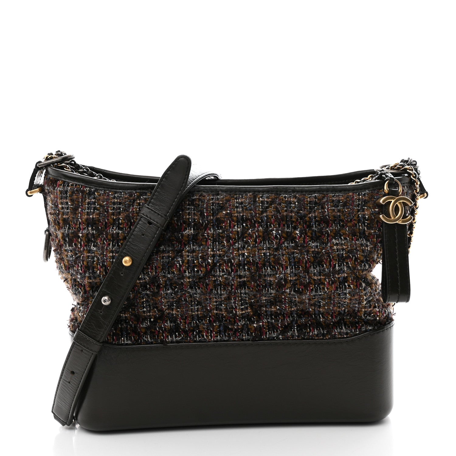 Chanel Tweed Calfskin Medium Gabrielle Hobo Brown 1772687