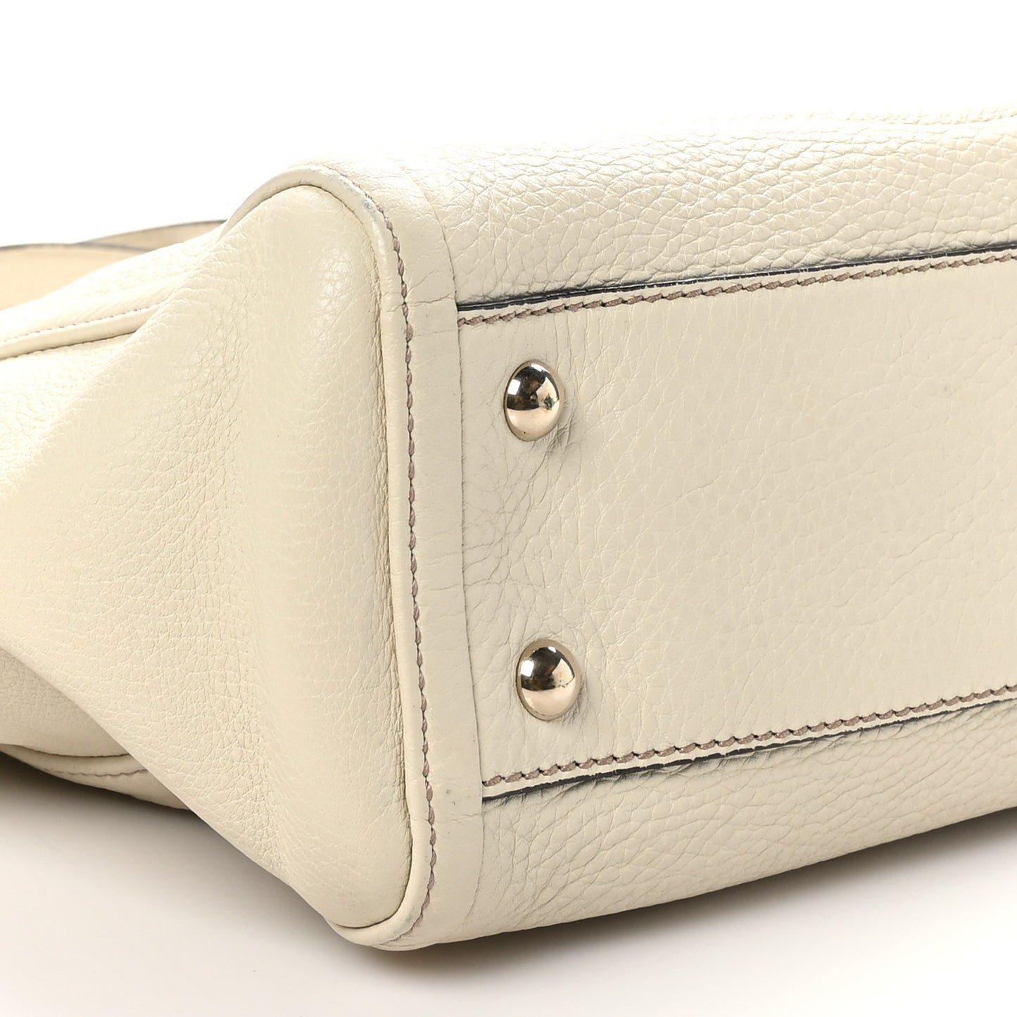 Pebbled Calfskin Small Soho Top Handle Bag Off White
