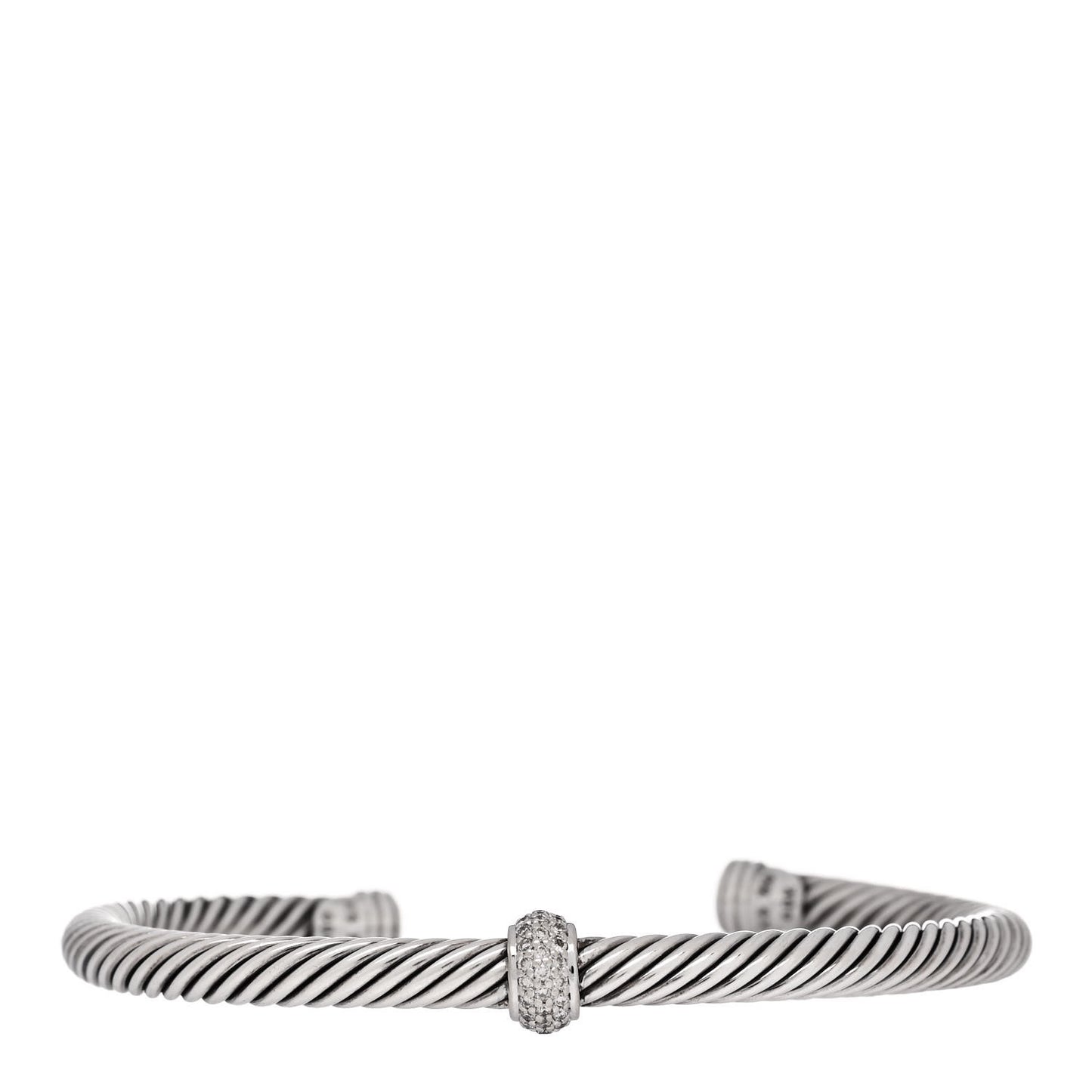Sterling Silver 18K White Gold Diamond 5mm Cable Classics Station Bracelet