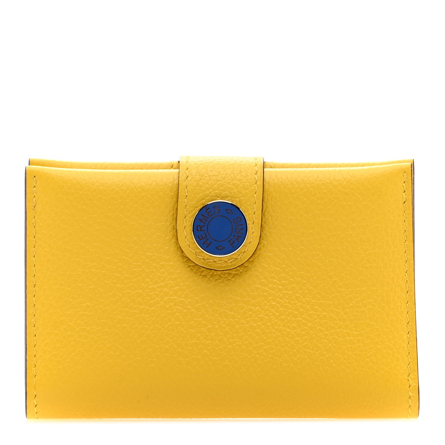 Hermes Evercolor Verso RMS Card Holder Jaune De Naples Bleu France