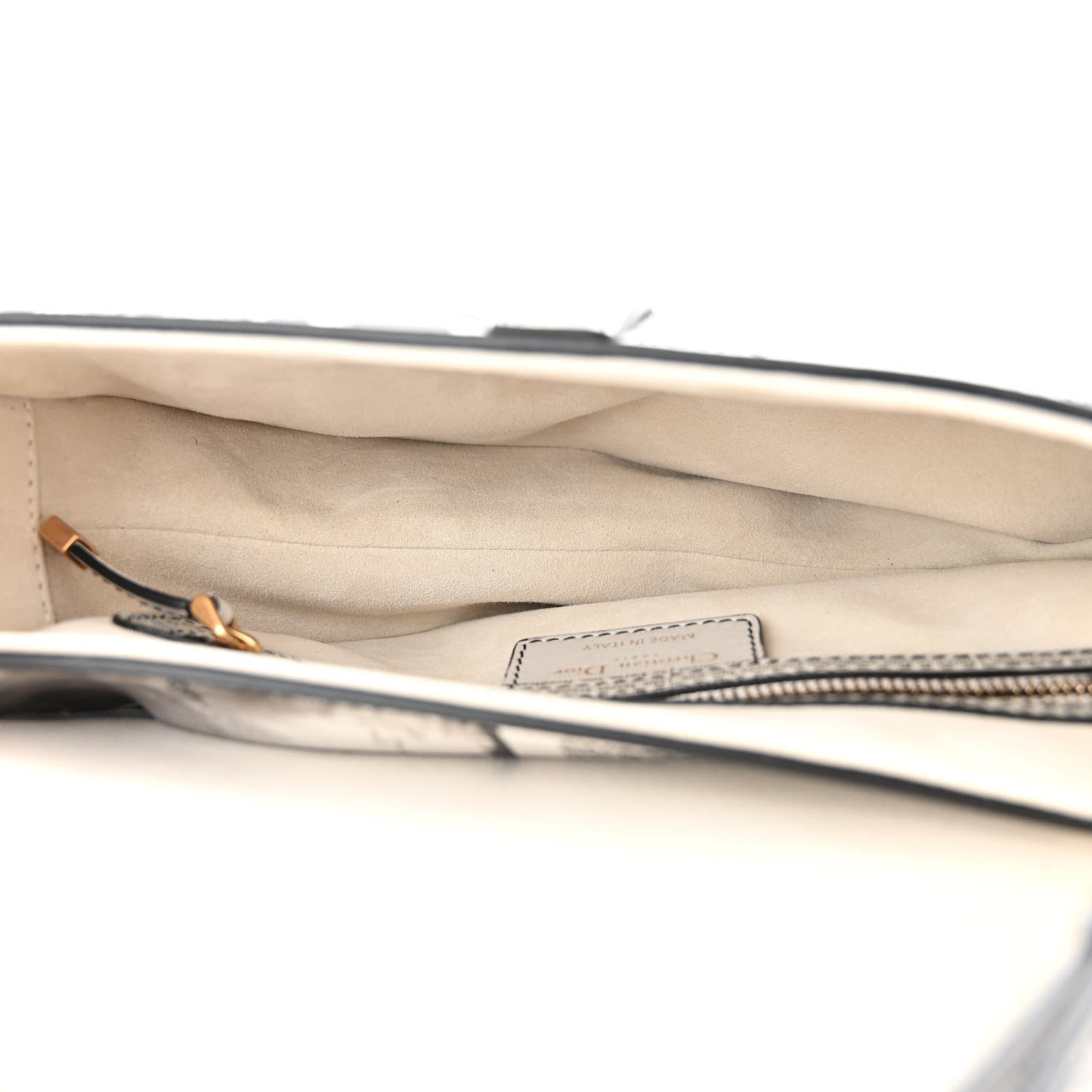 Calfskin Newspaper Printed Saddle Bag With Strap Black White