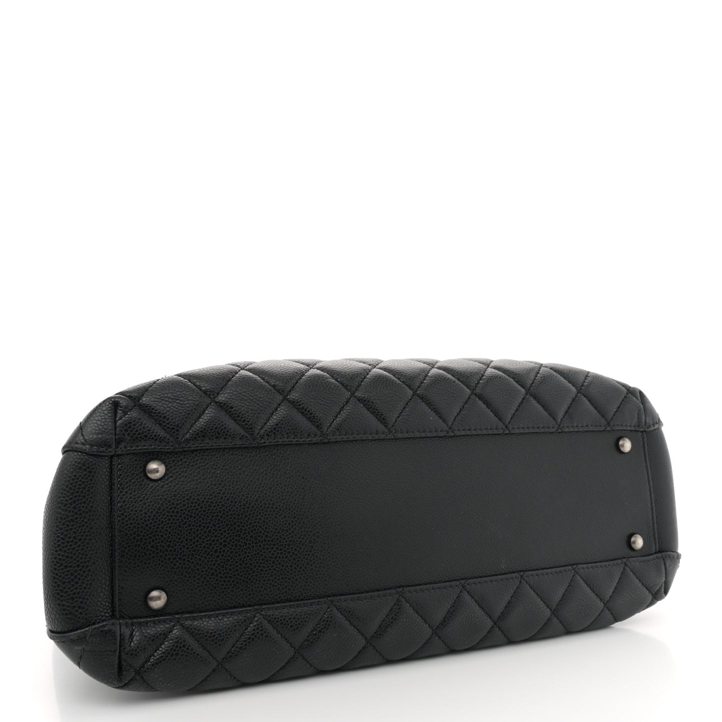 Caviar Quilted City Shopping Tote Black