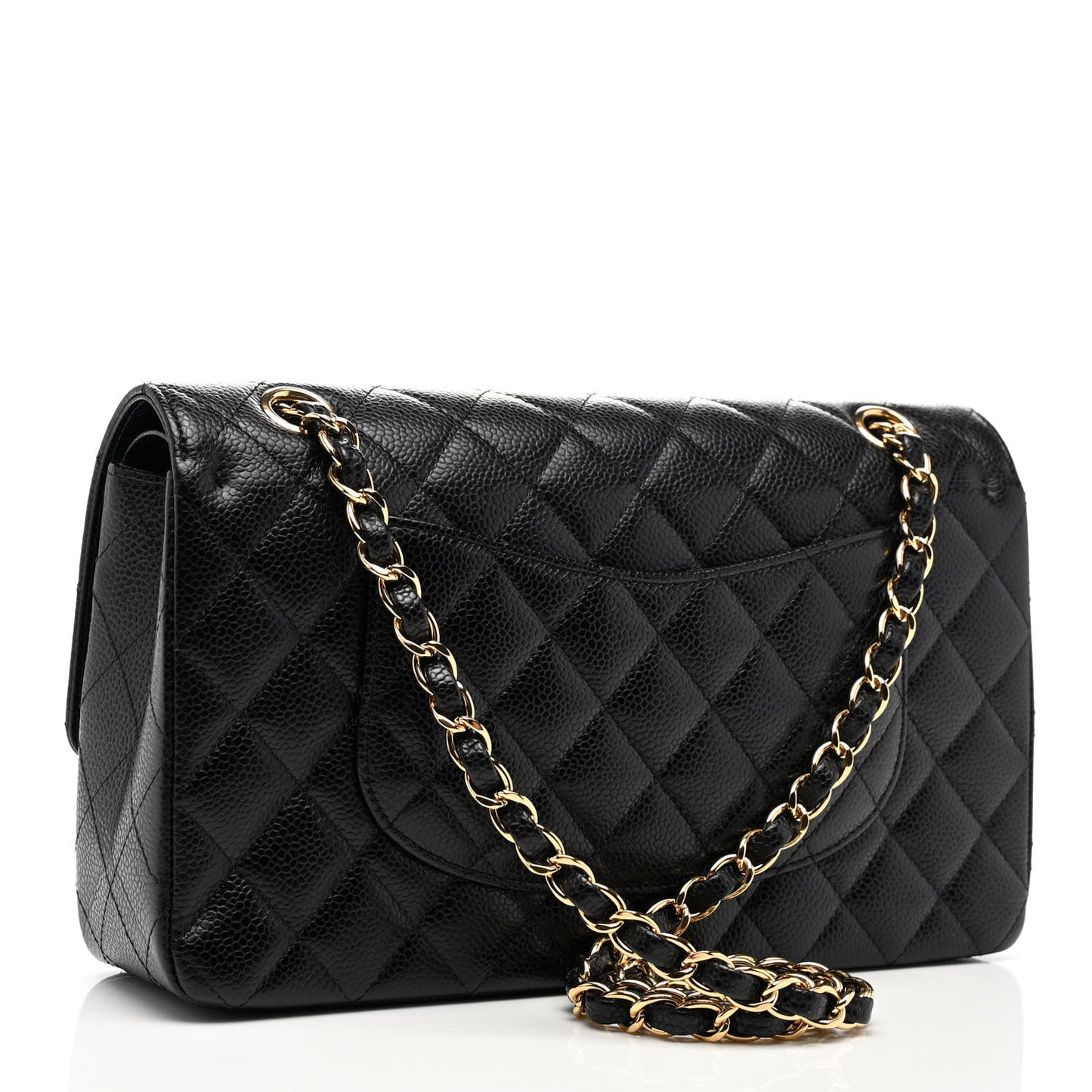 Caviar Quilted Medium Double Flap Black