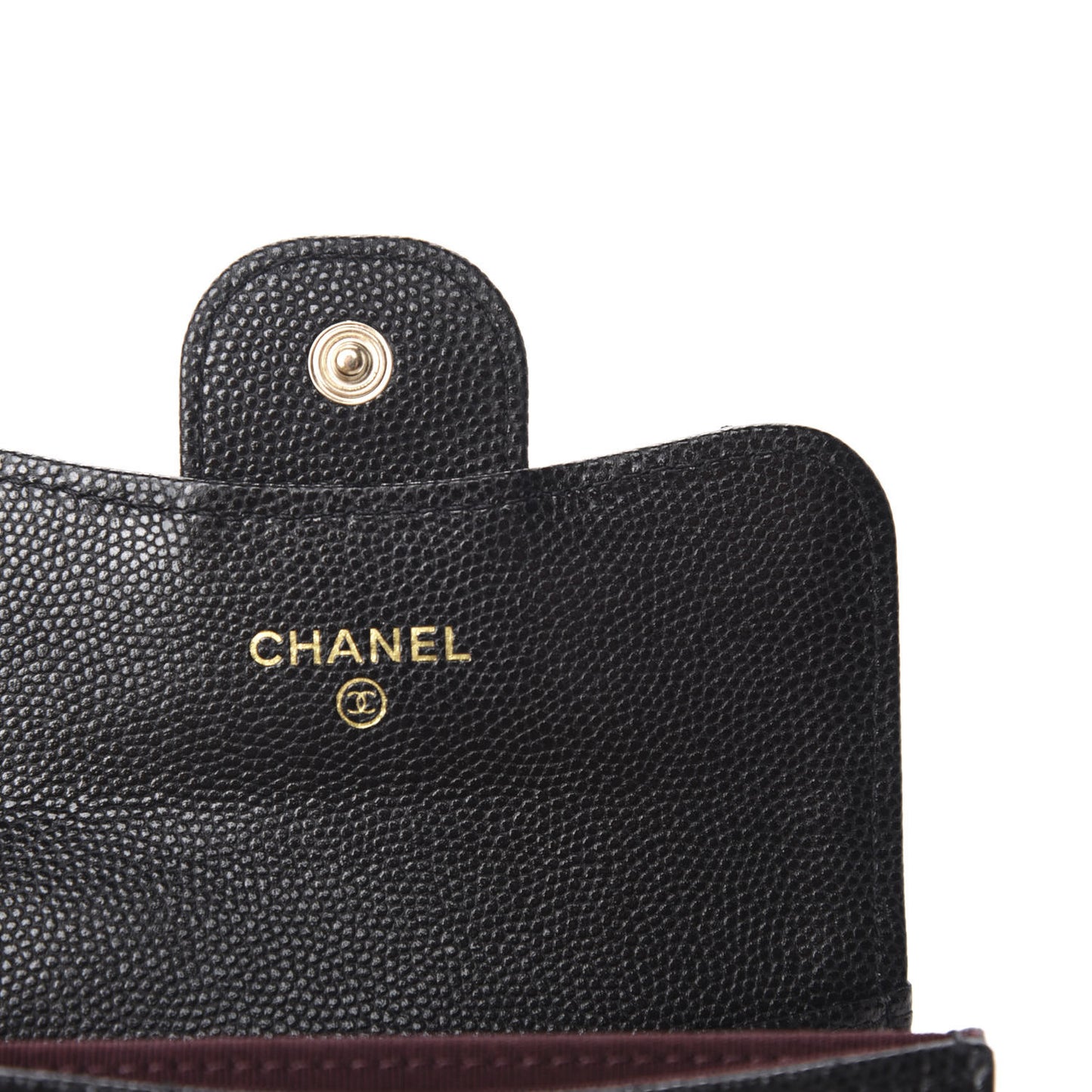 Caviar Quilted Flap Card Holder Chain Wristlet Black