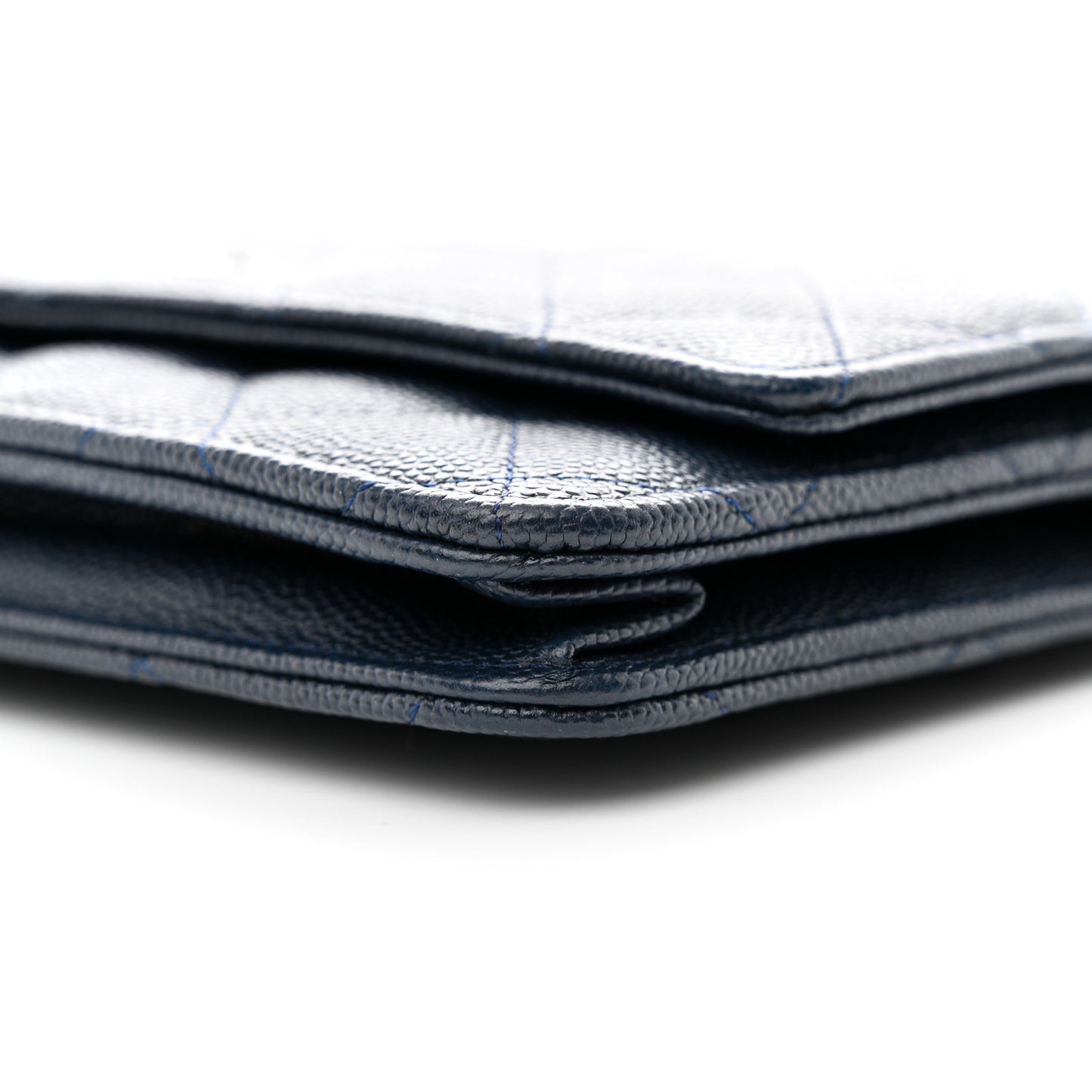 Caviar Quilted Wallet on Chain WOC Navy