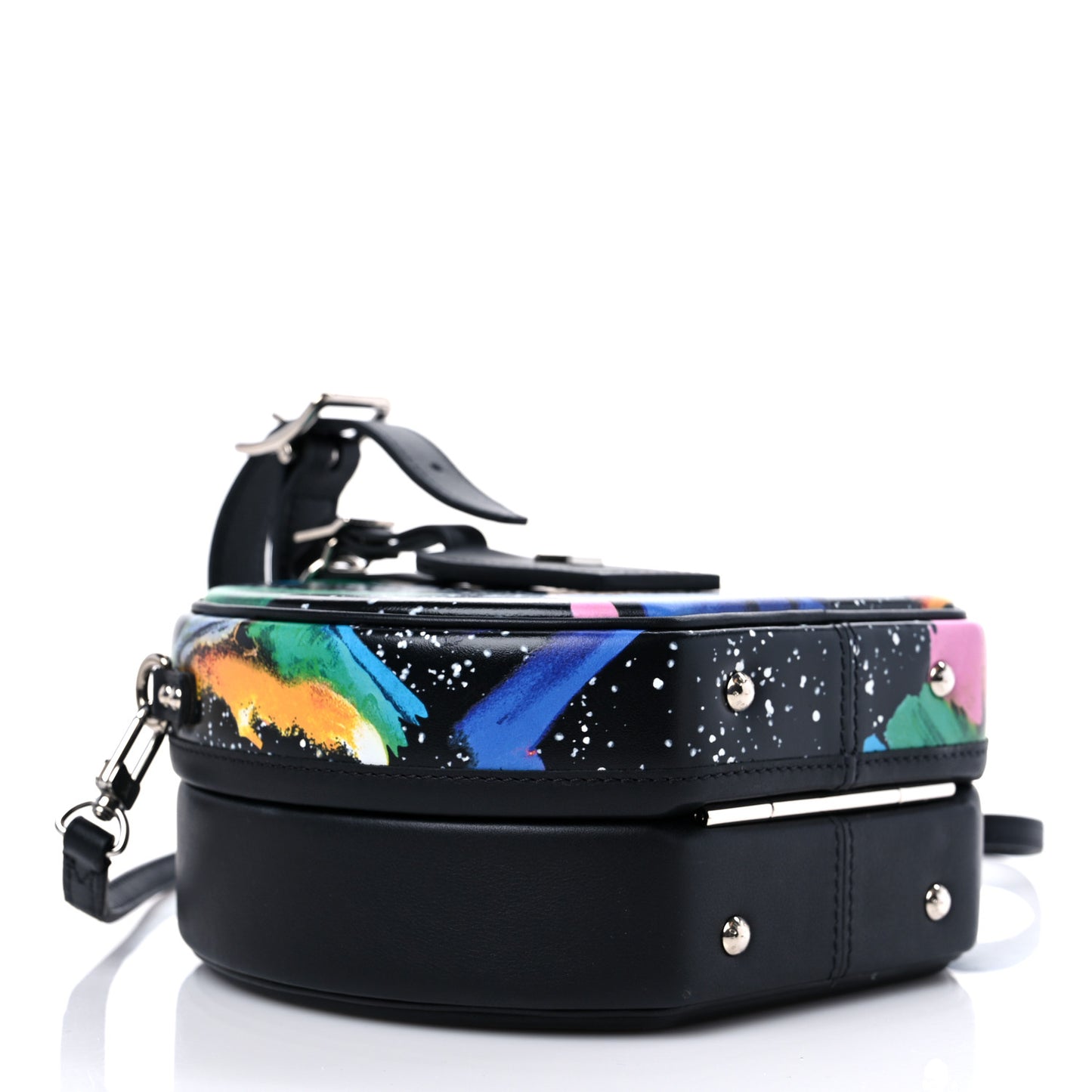 Calfskin Splash Print Petite Boite Chapeau Black