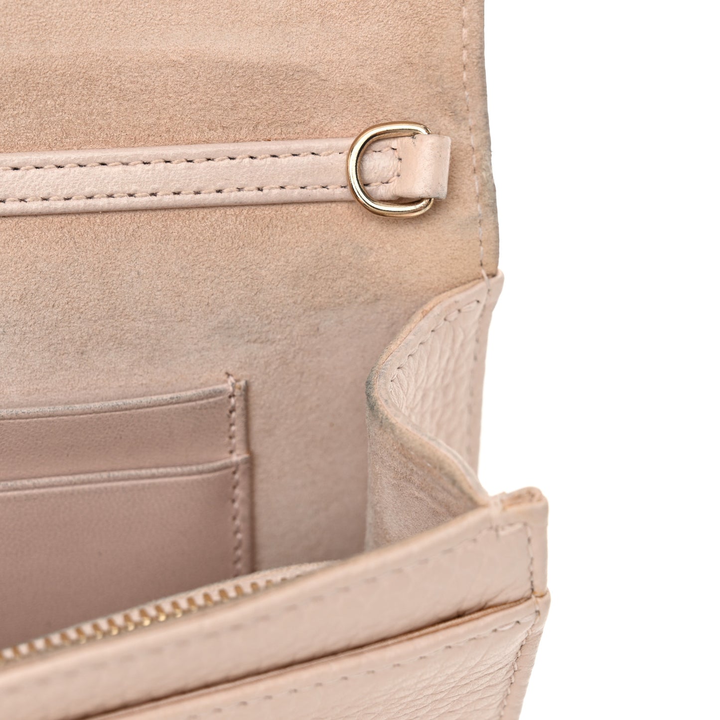 Grained Calfskin Diorama Wallet on Chain Pouch Rose Poudre