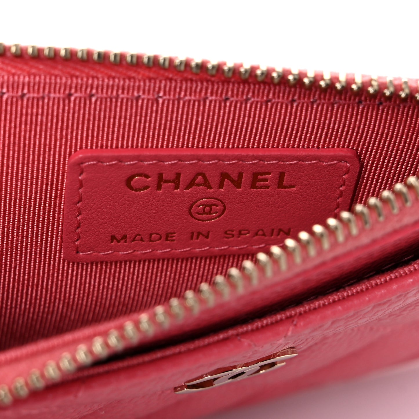 Caviar Quilted CC Zip Card Holder Pink
