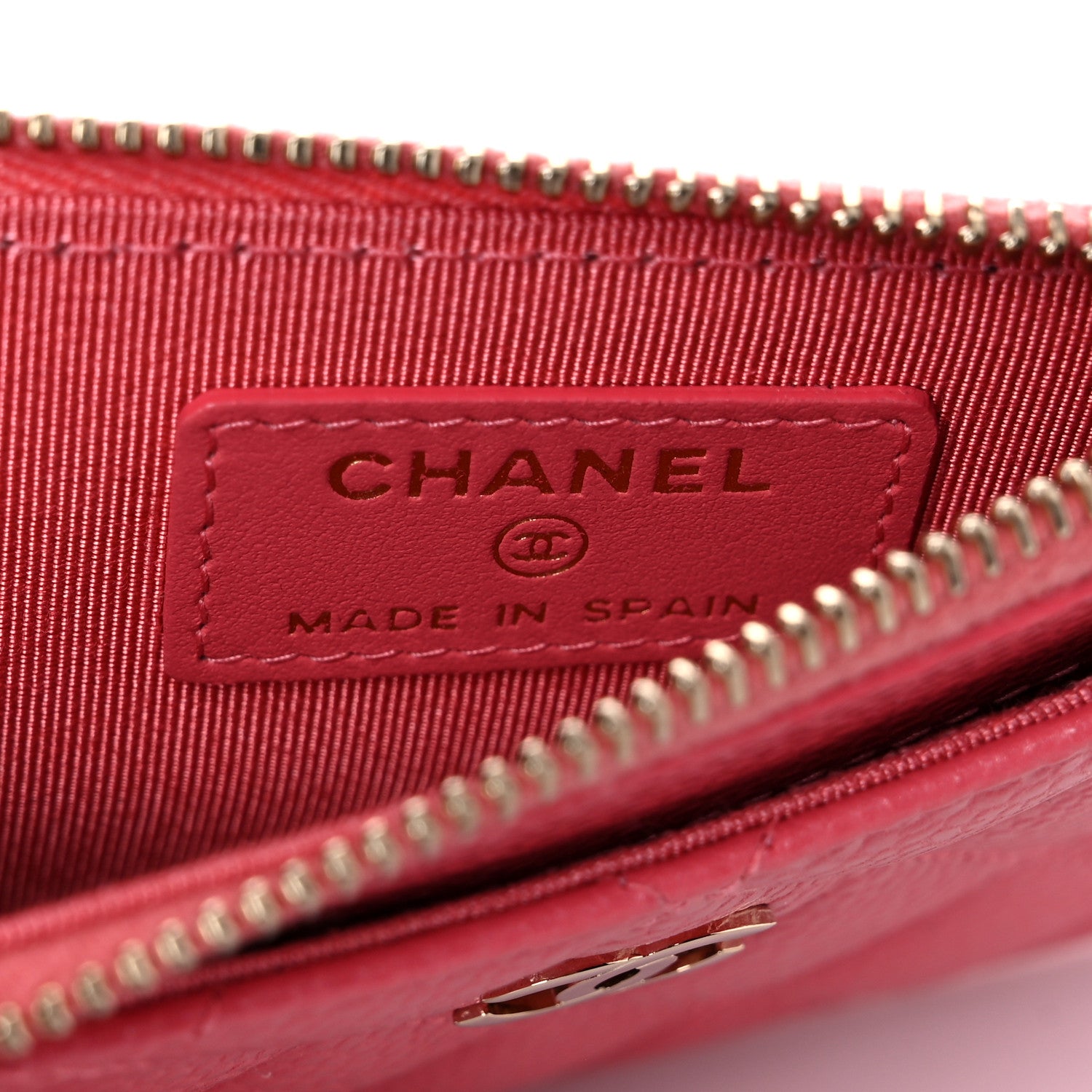 Chanel Caviar Quilted CC Zip Card Holder Pink 6 of 8