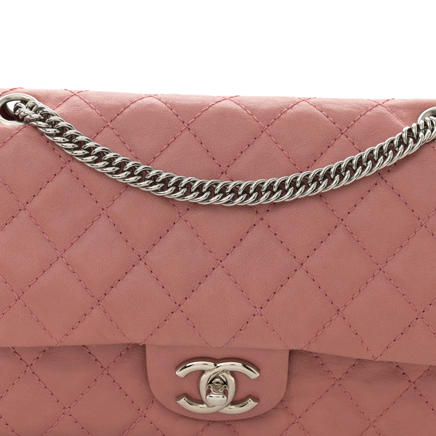 Chanel Washed Lambskin Quilted Medium Double Flap Bijoux Chain Pink 8 of 12