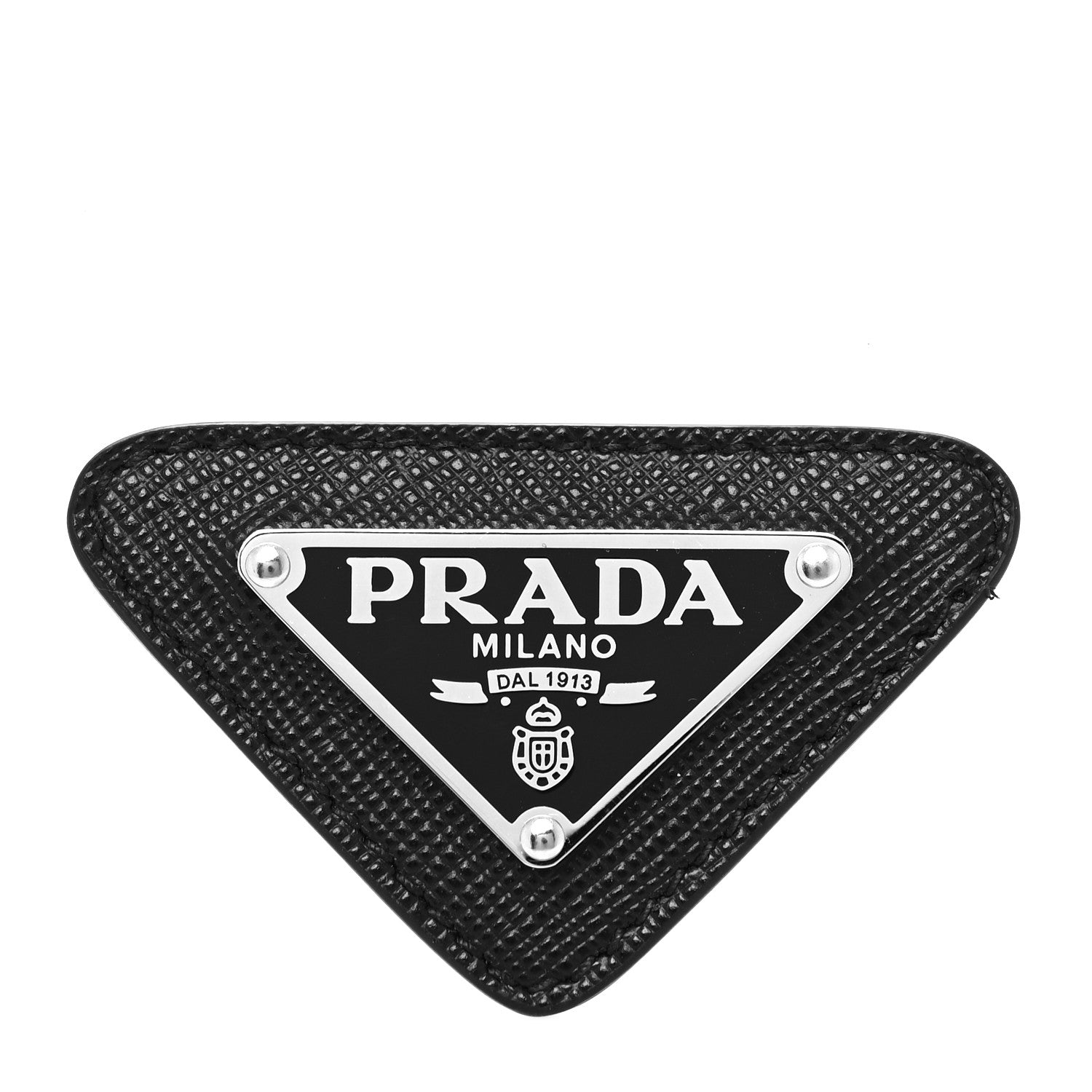Prada Saffiano Enamel Logo Triangle Pin Black 1199568 