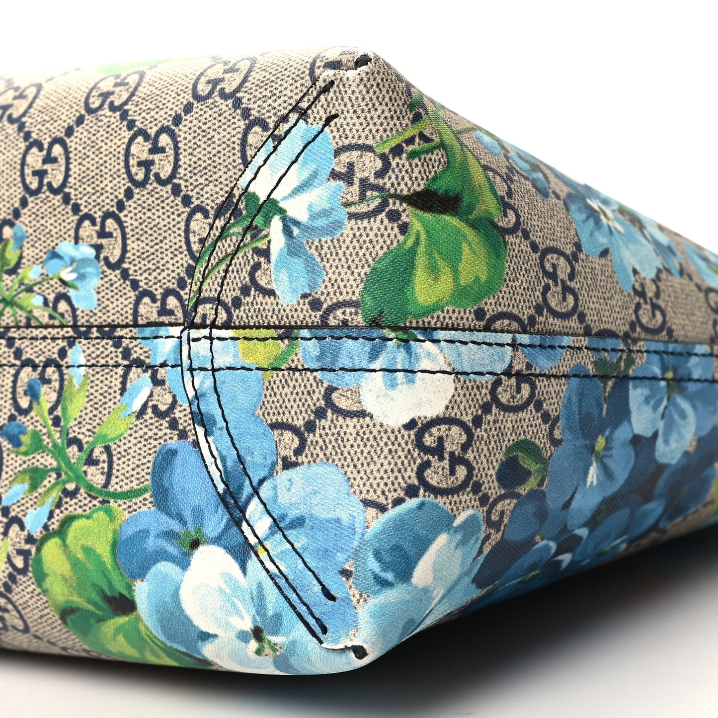GG Supreme Monogram Blooms Small Reversible Tote Beige Blue Navy