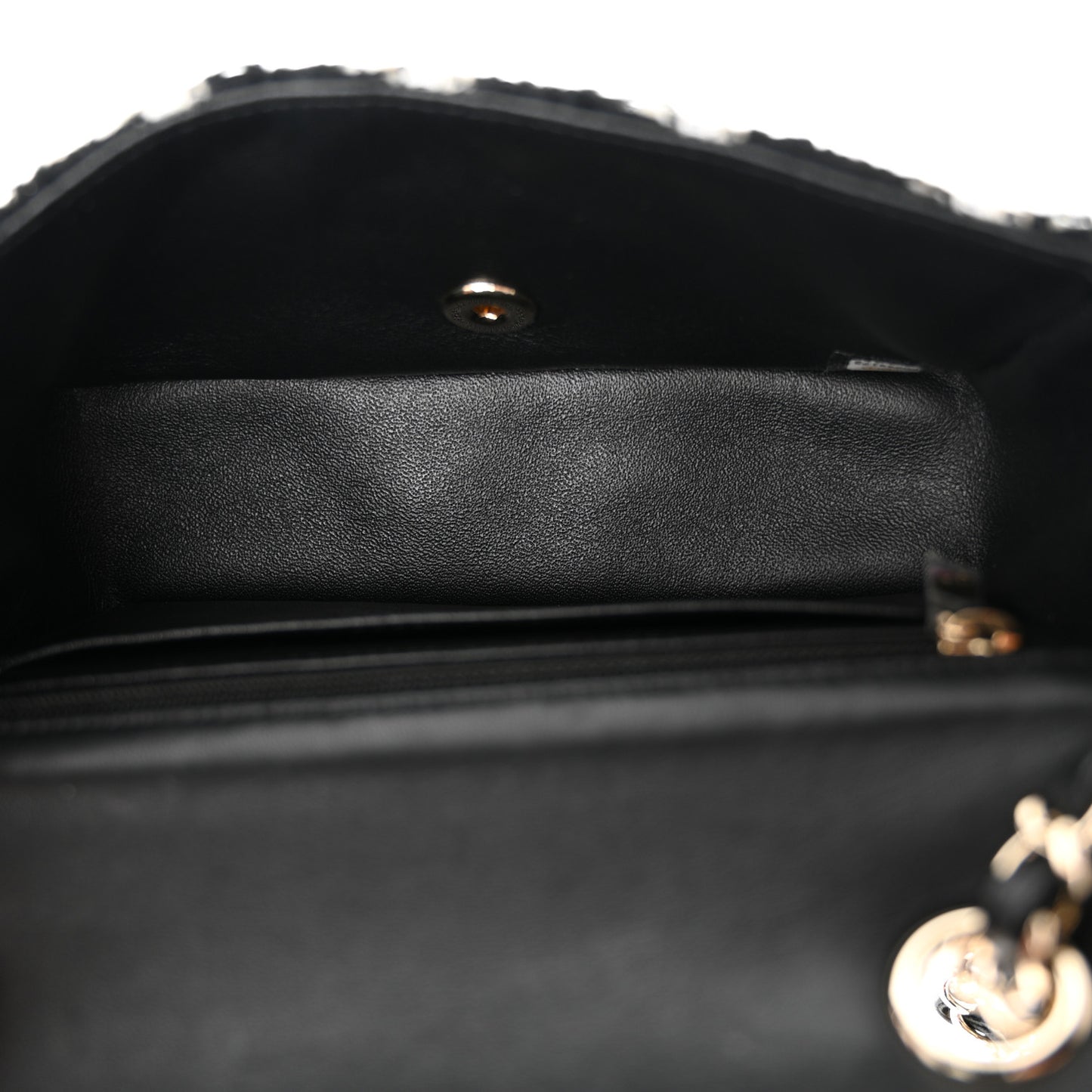 Tweed Quilted Mini Rectangular Flap Black Ecru White