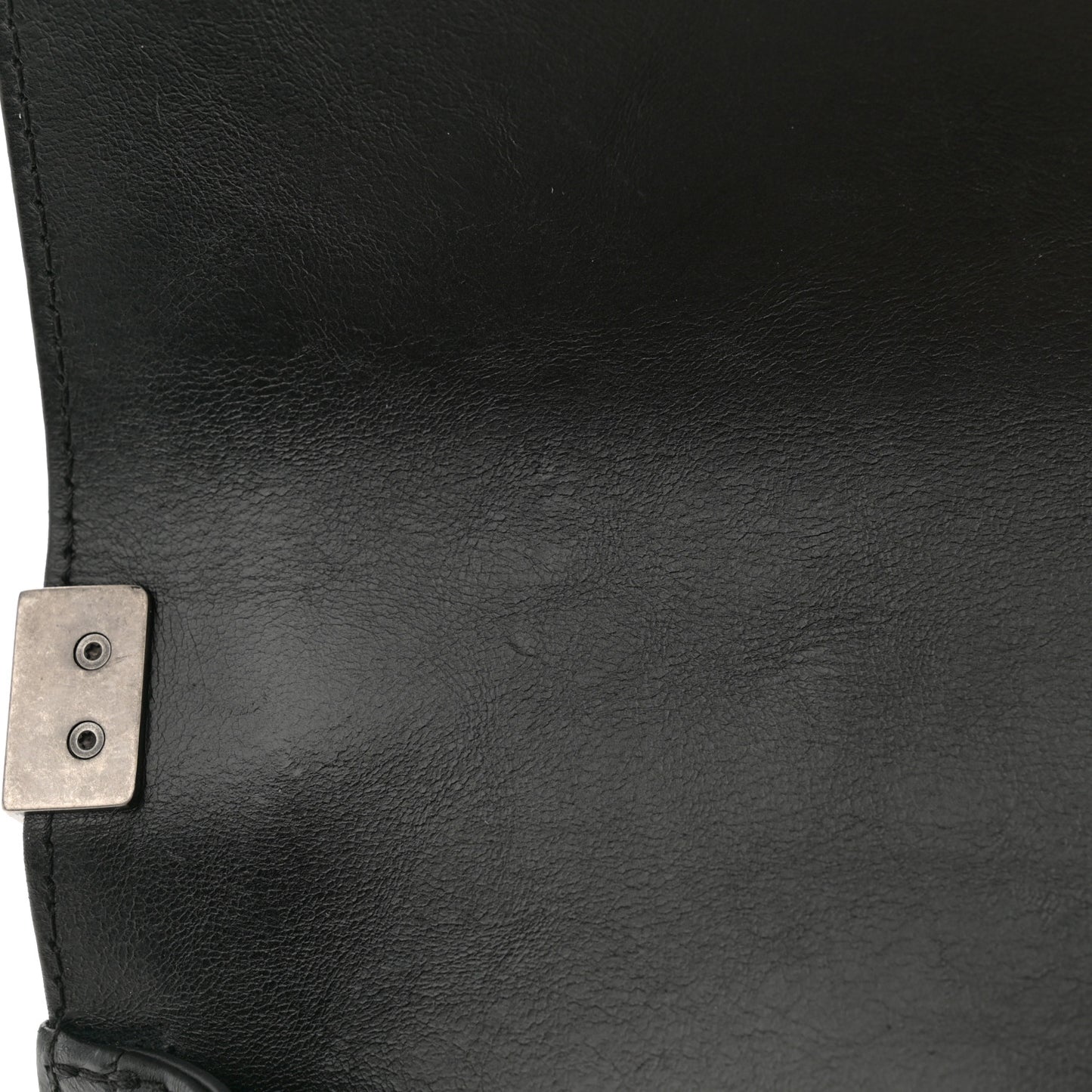 Goatskin Quilted Small Boy Top Handle Flap Black