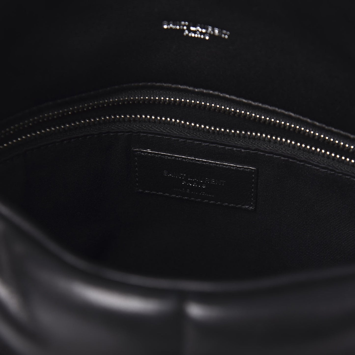 Lambskin Quilted Medium Loulou Puffer Monogram Chain Satchel Black