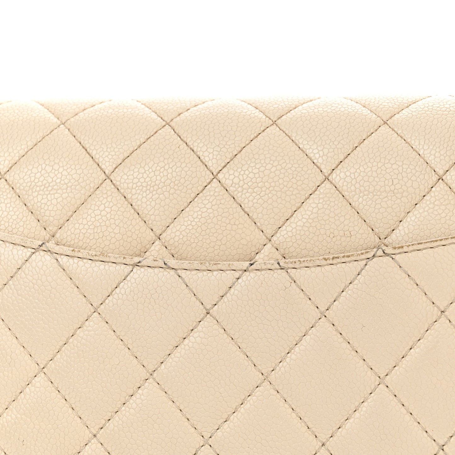 Iridescent Caviar Quilted Jumbo Double Flap Dark White